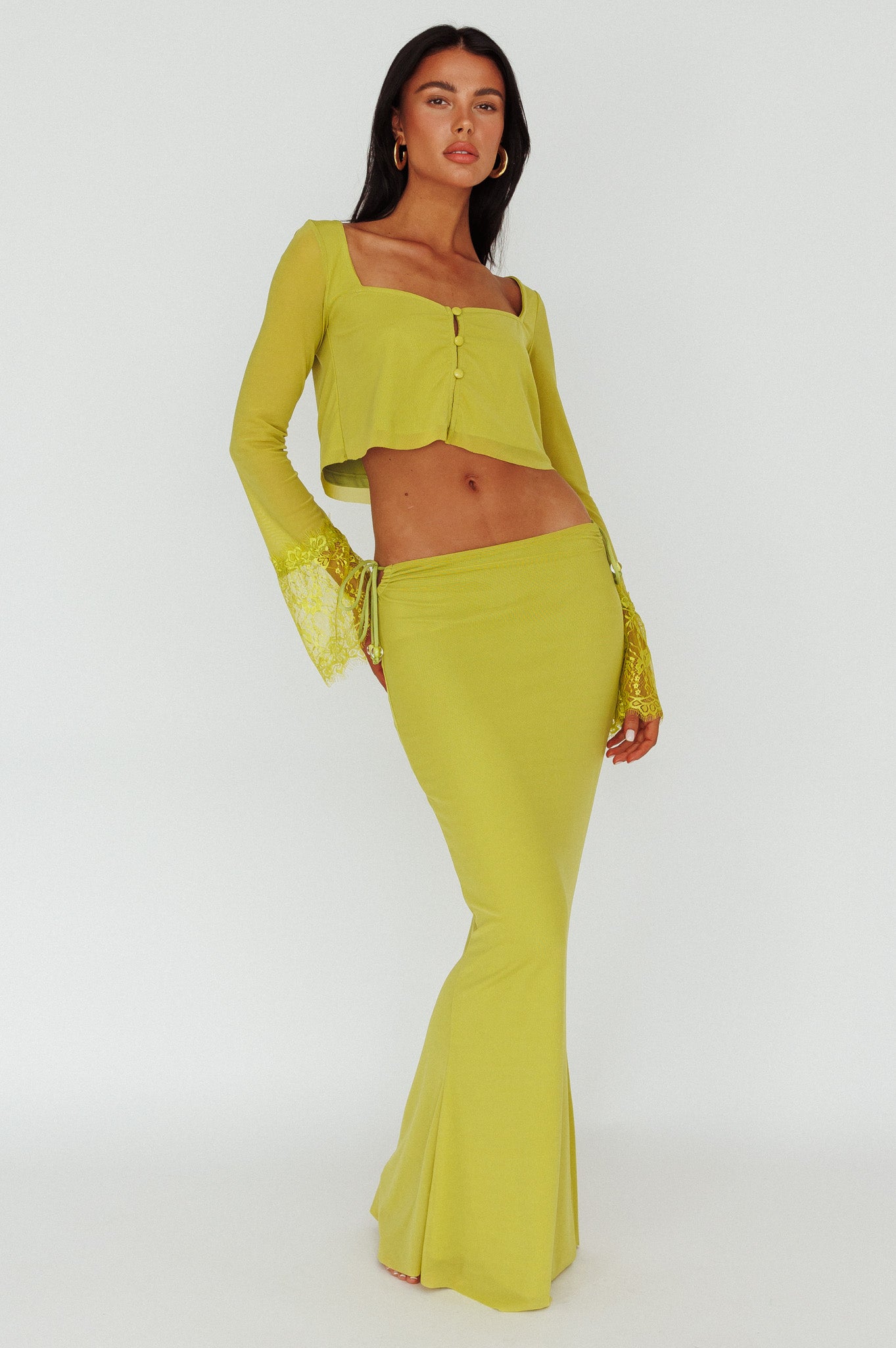 Rana String Tie Side Midi Skirt Apple by Selfie Leslie Australia