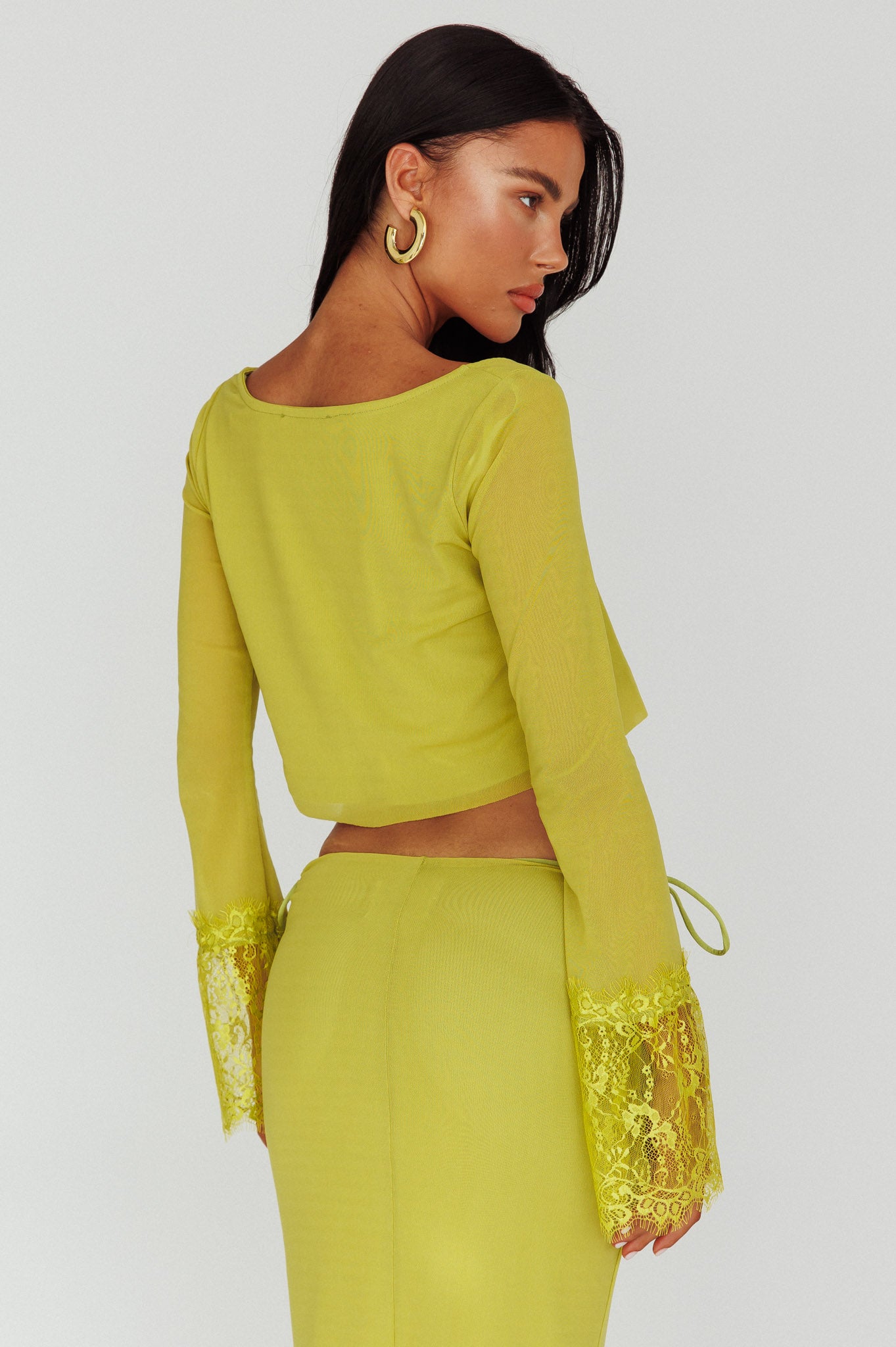 Rana Lace Cuff Long Sleeve Top Apple by Selfie Leslie Australia