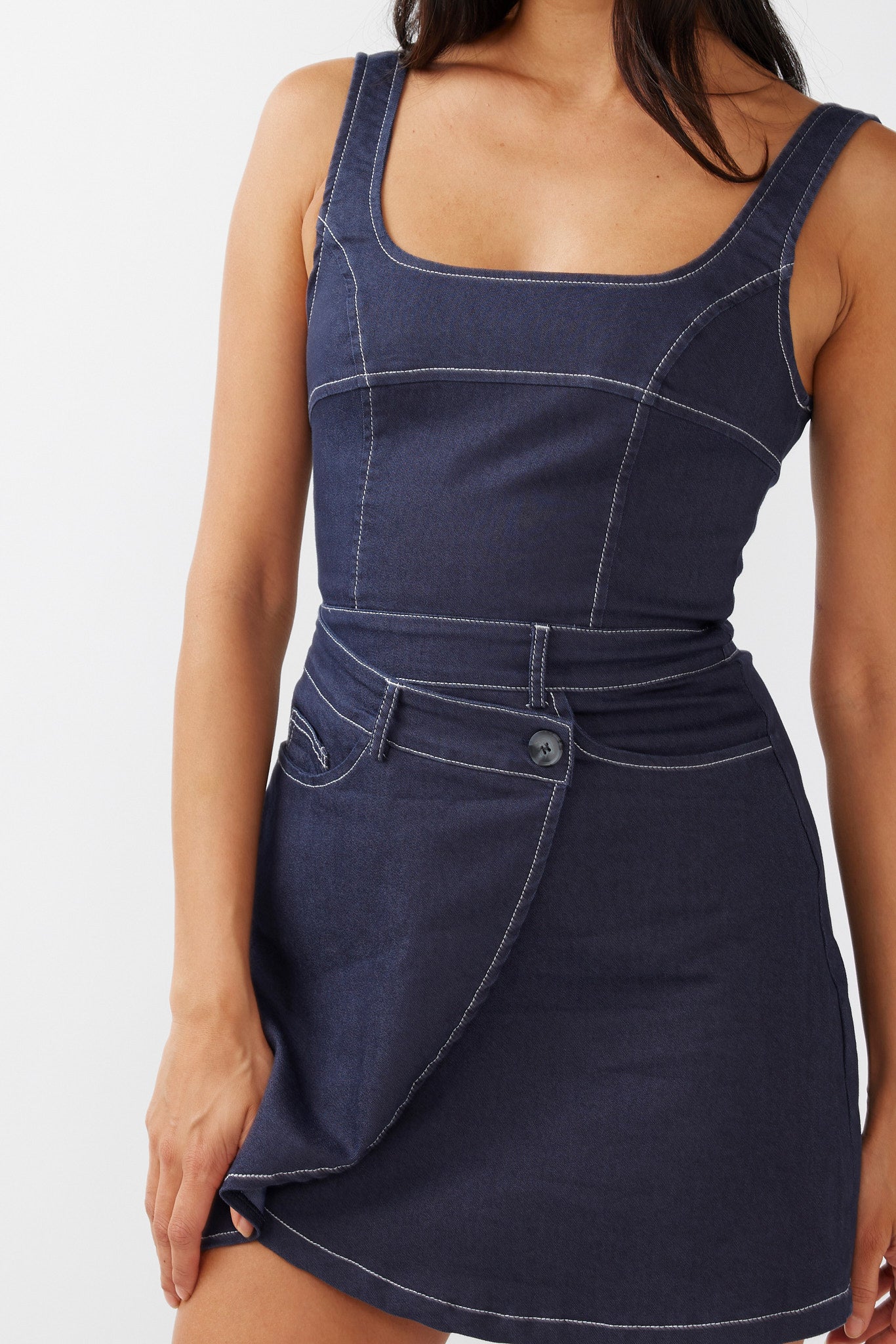 Killara Pocket Wrap Mini Dress Indigo by Selfie Leslie Australia