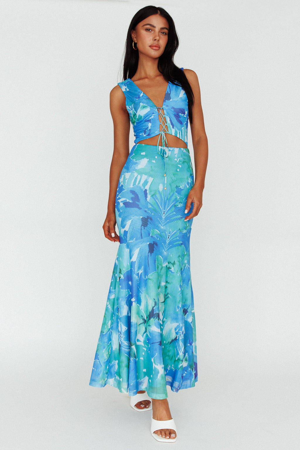 Summerlove Lace-Up Bodice Midi Dress Green by Selfie Leslie Australia