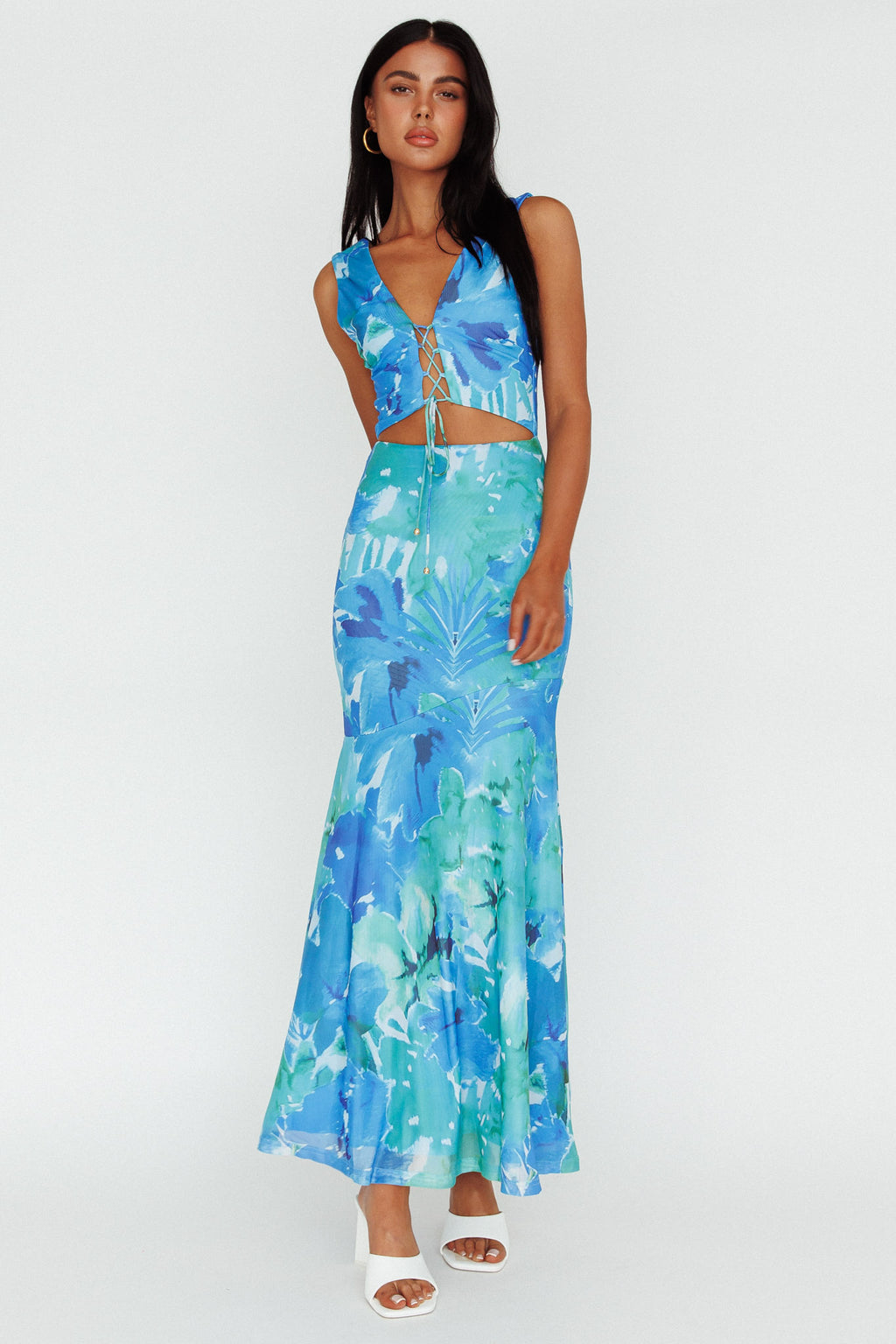 Summerlove Lace-Up Bodice Midi Dress Green by Selfie Leslie Australia