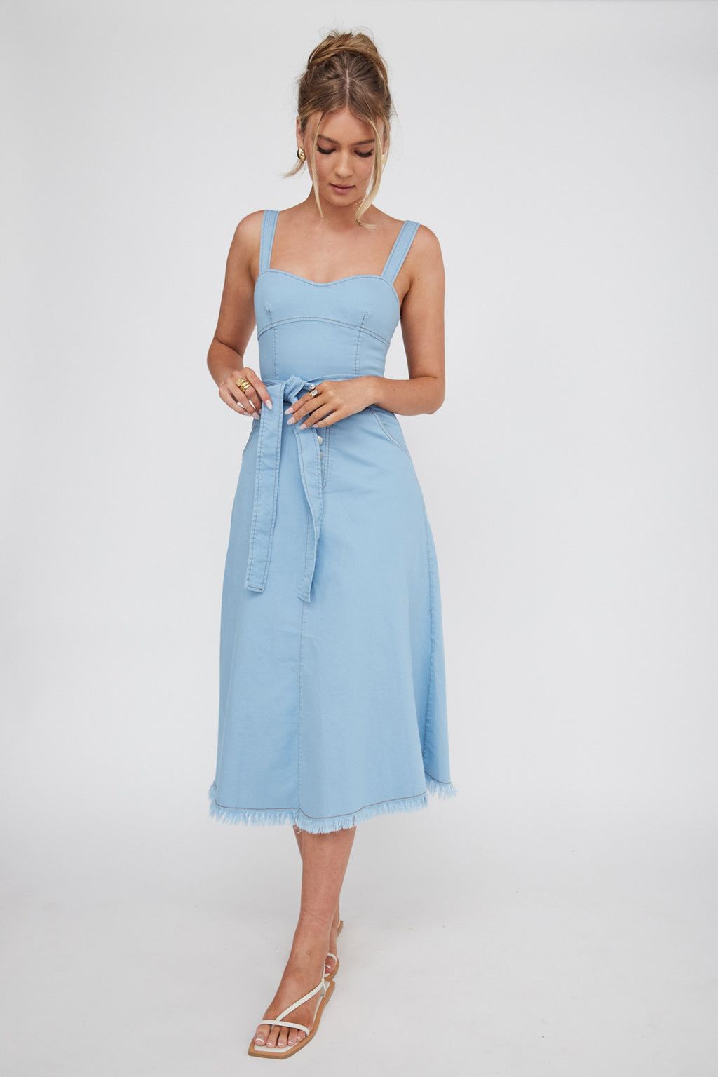 Zenyl Raw Hem Midi Dress Blue by Selfie Leslie Australia