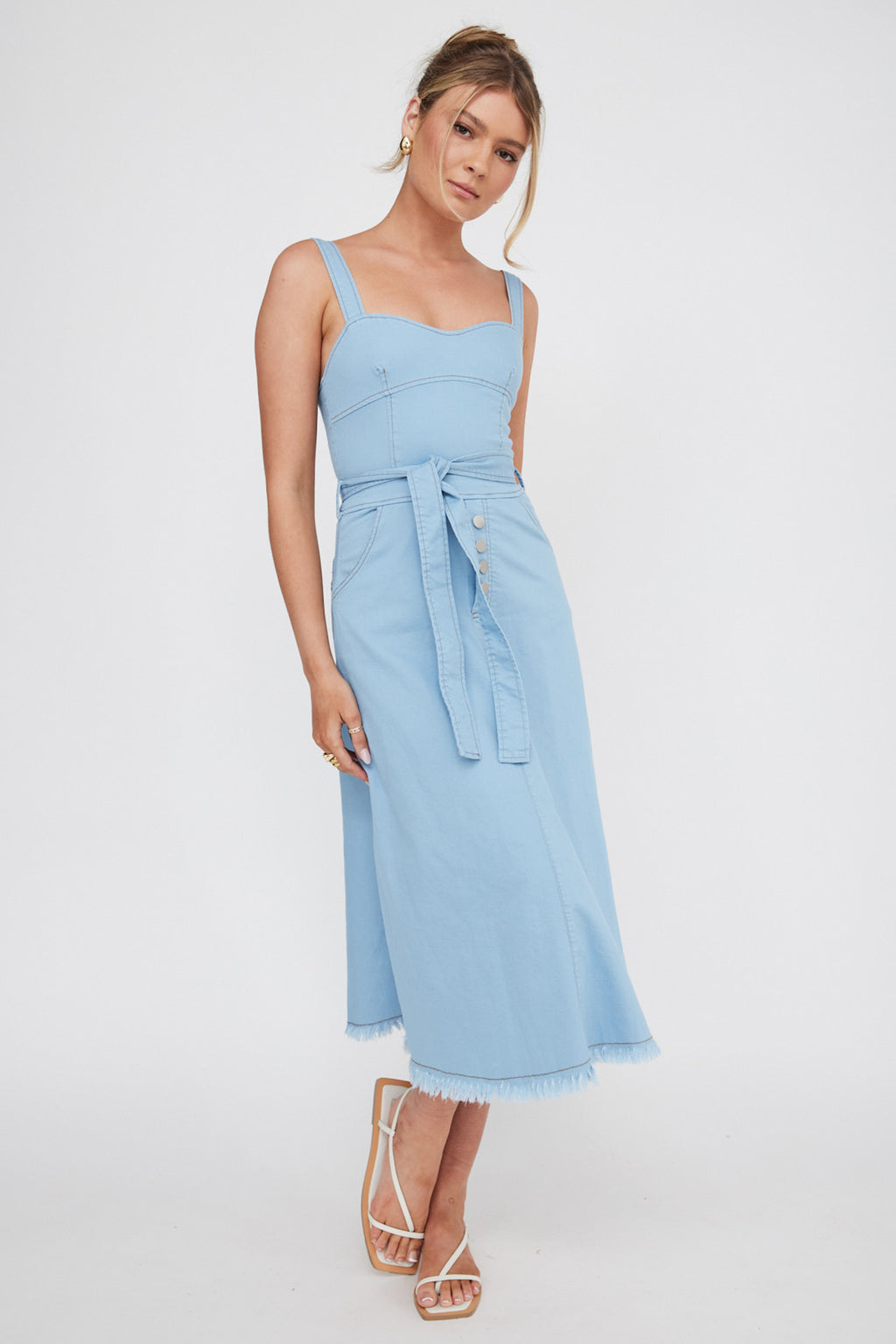 Zenyl Raw Hem Midi Dress Blue by Selfie Leslie Australia