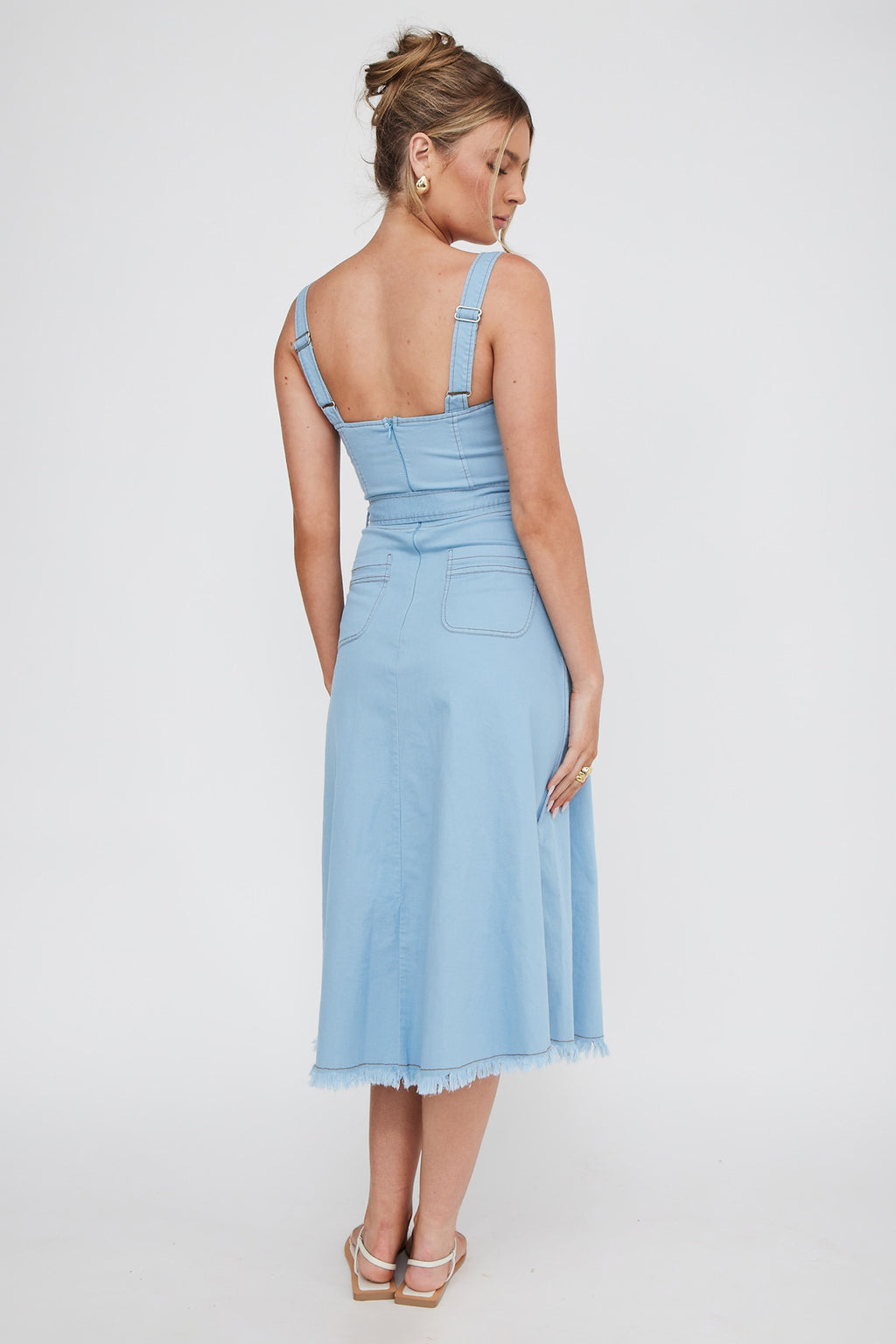 Zenyl Raw Hem Midi Dress Blue by Selfie Leslie Australia