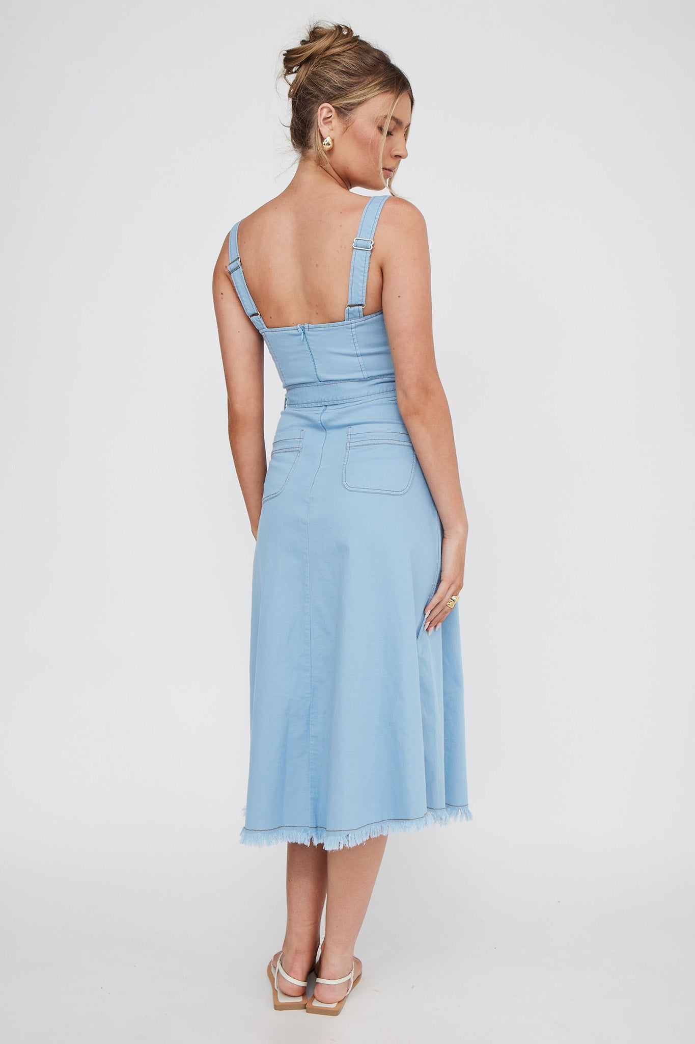 Zenyl Raw Hem Midi Dress Blue by Selfie Leslie Australia