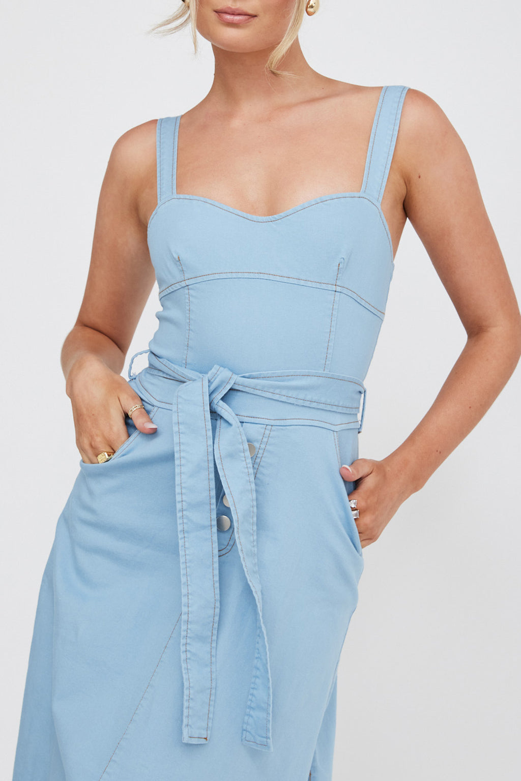 Zenyl Raw Hem Midi Dress Blue by Selfie Leslie Australia