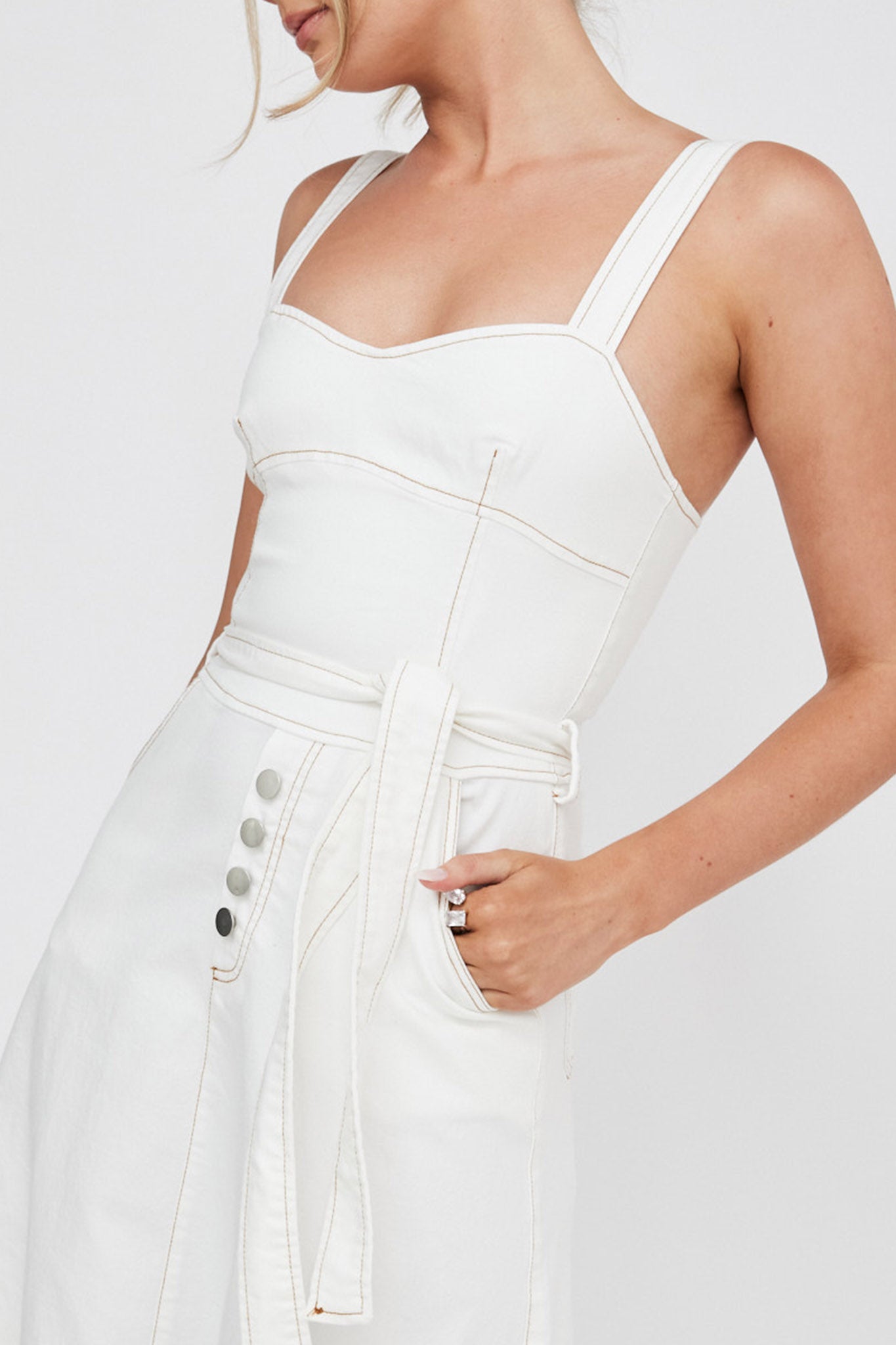 Zenyl Raw Hem Midi Dress Butter by Selfie Leslie Australia