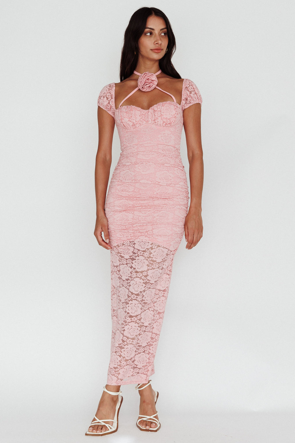 Versailles Summer Rose Accent Lace Dress Blush by Selfie Leslie Australia