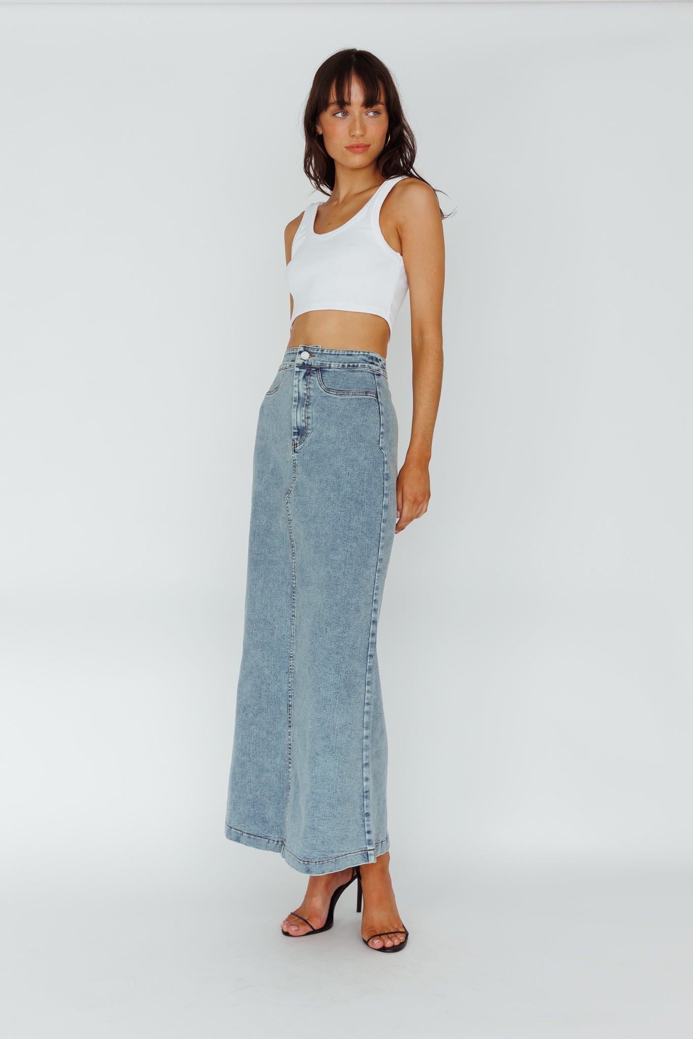 Sinead Denim Maxi Skirt Light Denim by Selfie Leslie Australia