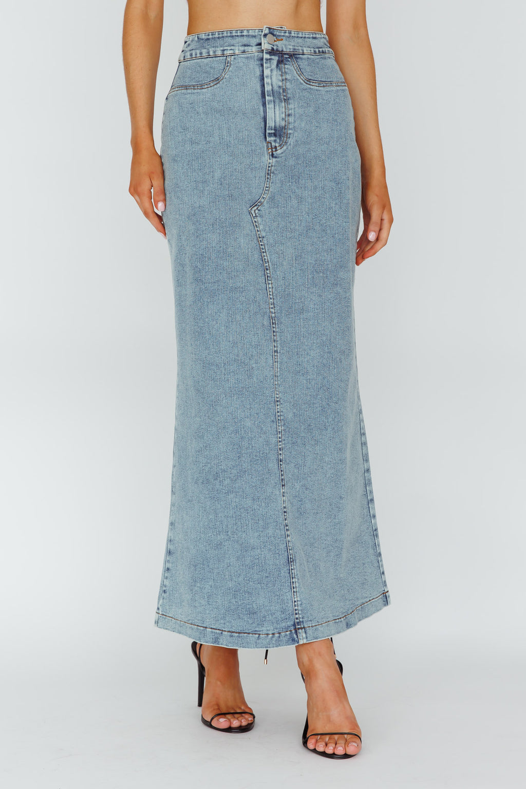 Sinead Denim Maxi Skirt Light Denim by Selfie Leslie Australia