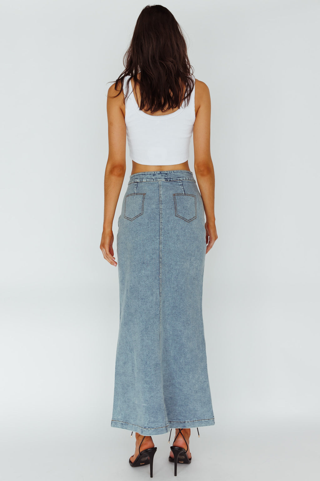 Sinead Denim Maxi Skirt Light Denim by Selfie Leslie Australia