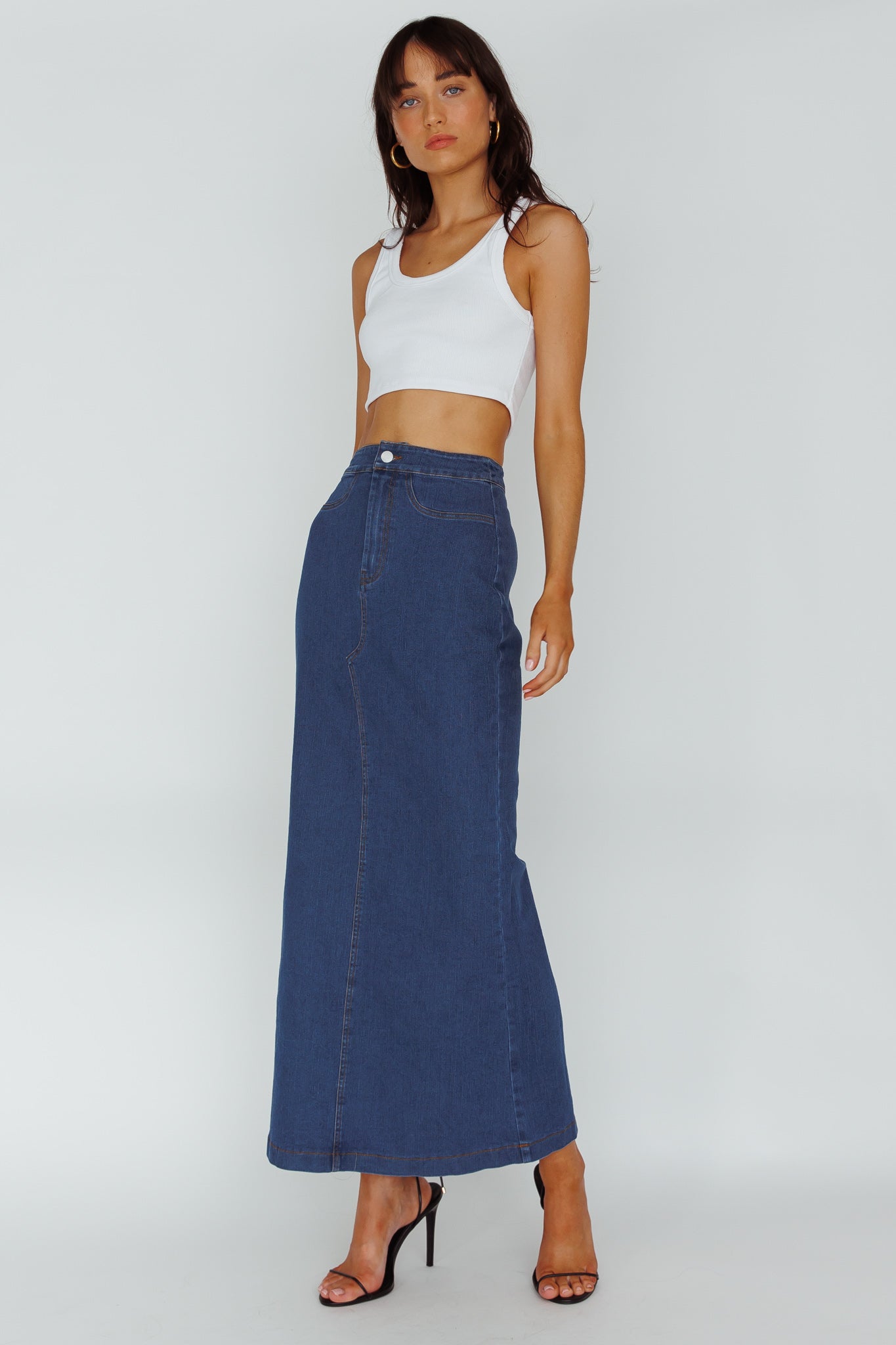 Sinead Denim Maxi Skirt Indigo by Selfie Leslie Australia