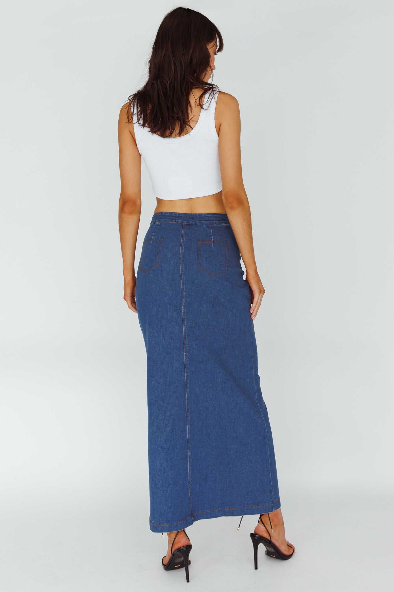 Sinead Denim Maxi Skirt Indigo by Selfie Leslie Australia