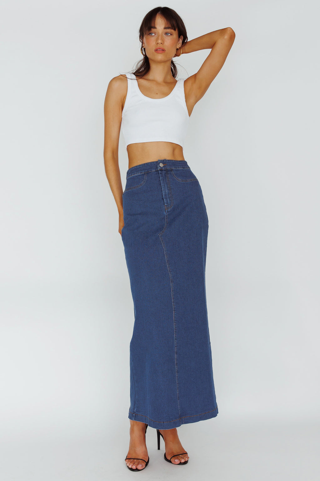 Sinead Denim Maxi Skirt Indigo by Selfie Leslie Australia