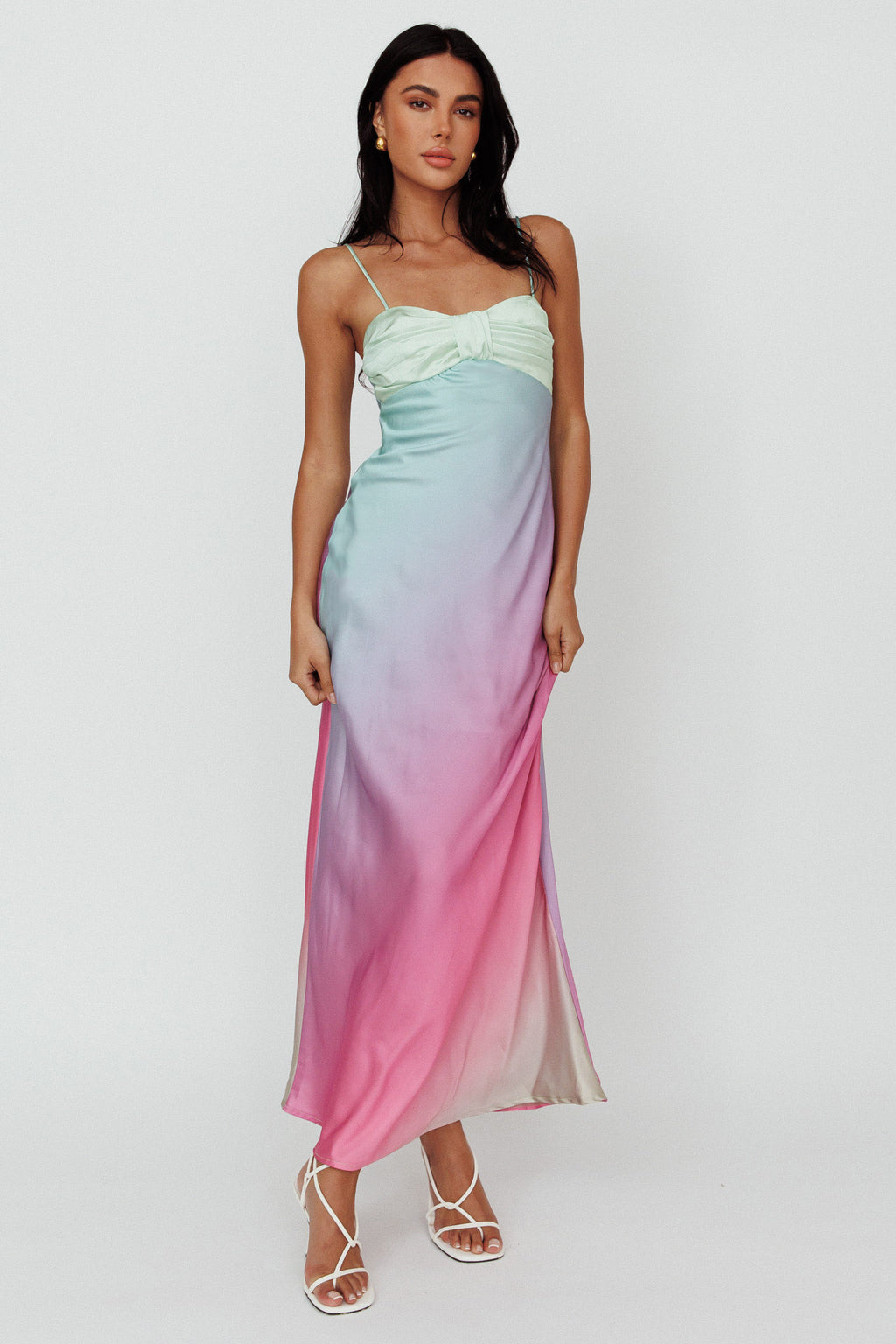 Siva Gathered Bust Midi Dress Ombre Multi by Selfie Leslie Australia