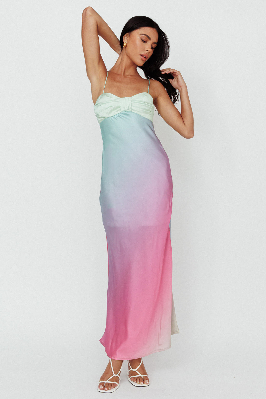 Siva Gathered Bust Midi Dress Ombre Multi by Selfie Leslie Australia