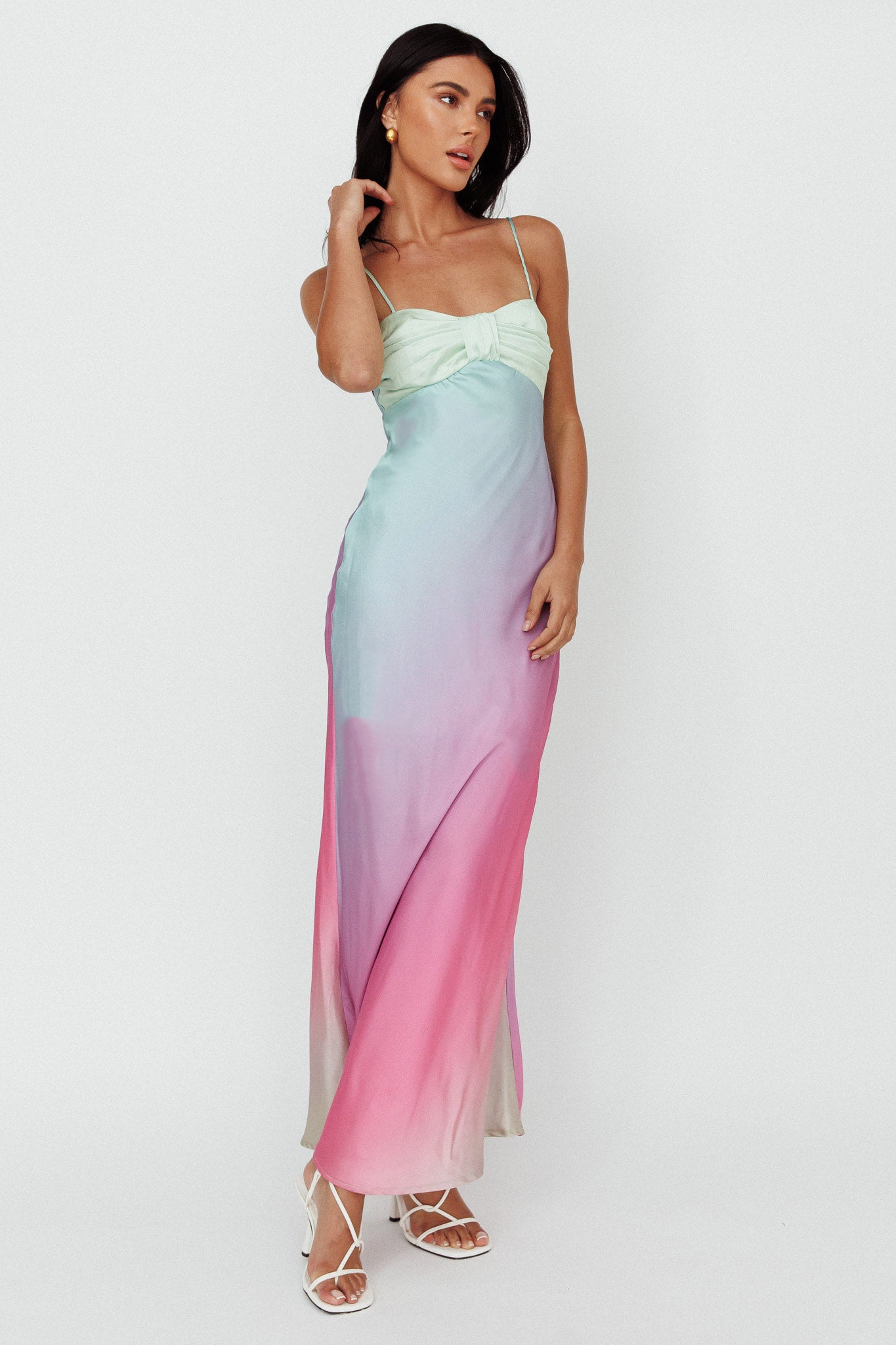 Siva Gathered Bust Midi Dress Ombre Multi by Selfie Leslie Australia