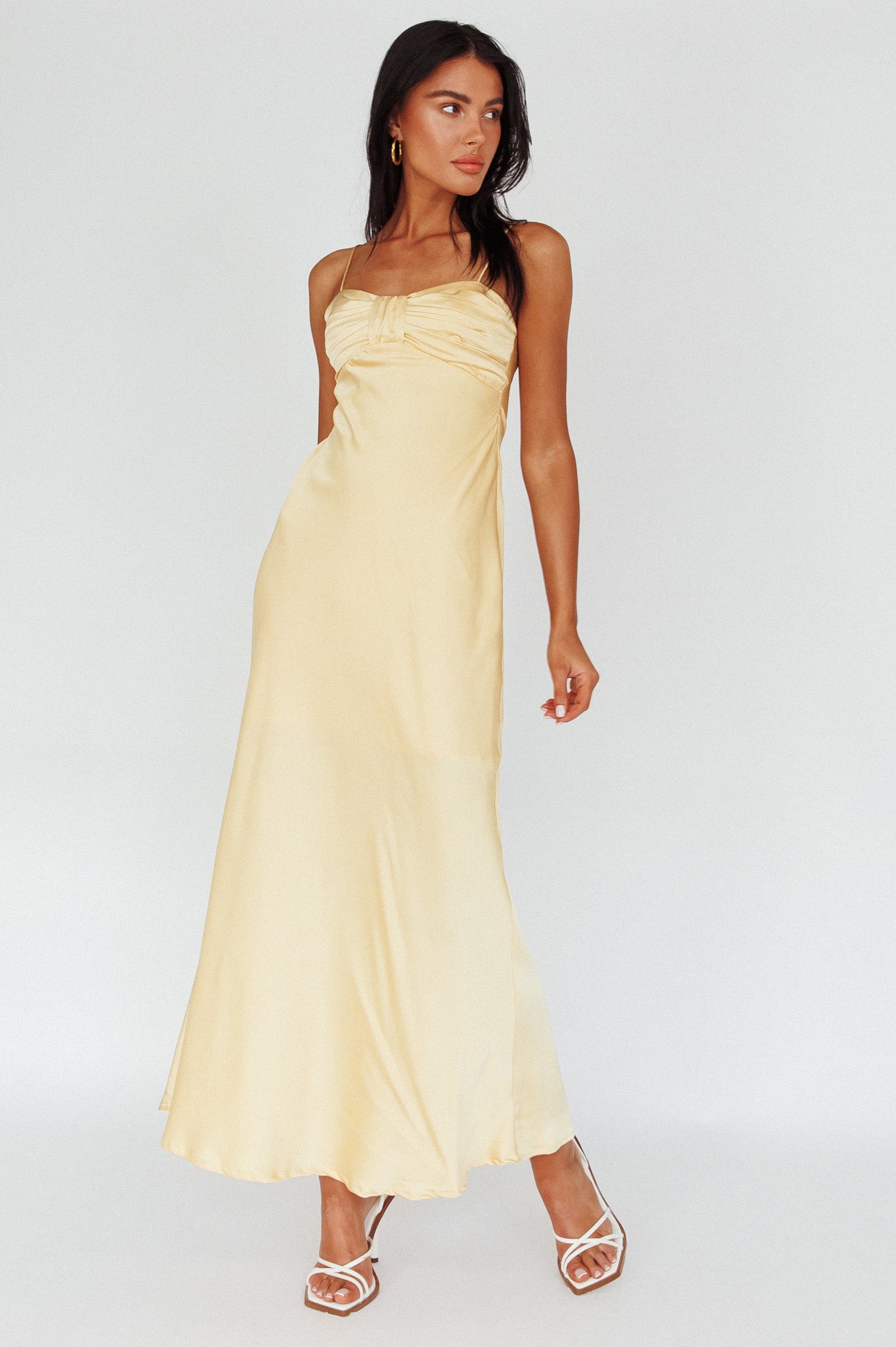Siva Gathered Bust Midi Dress Yellow by Selfie Leslie Australia
