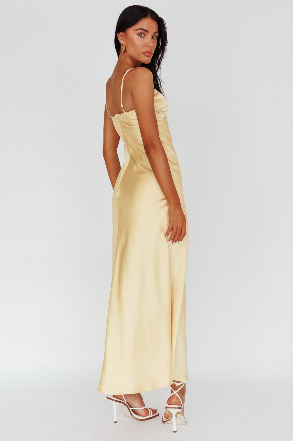 Siva Gathered Bust Midi Dress Yellow by Selfie Leslie Australia