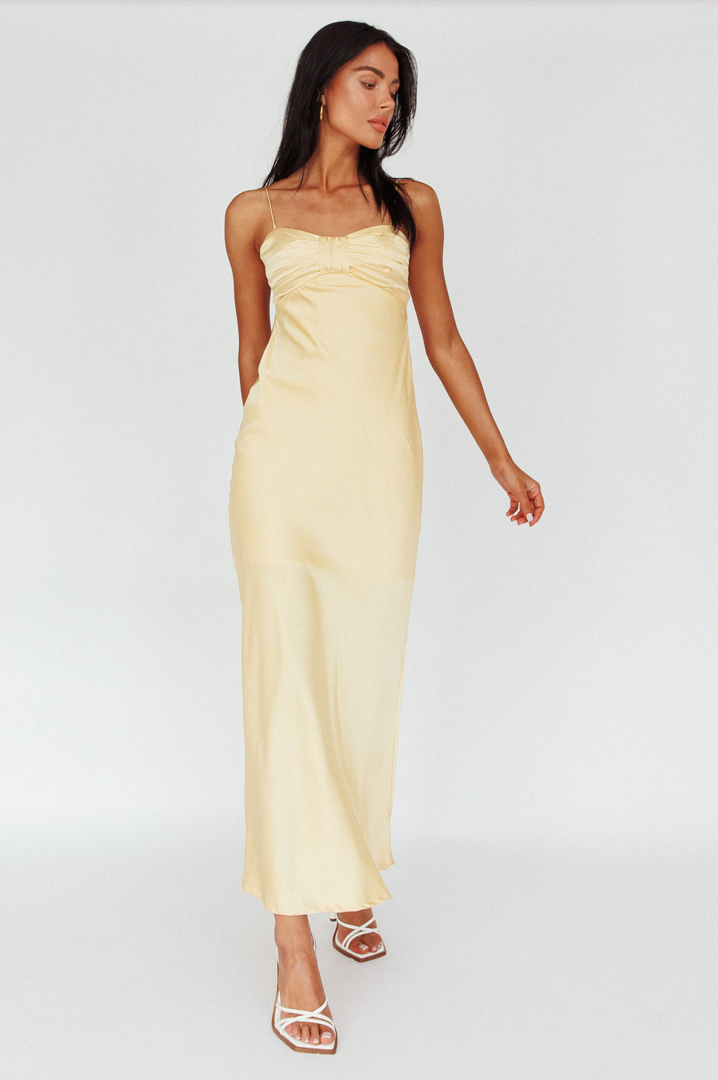 Siva Gathered Bust Midi Dress Yellow by Selfie Leslie Australia