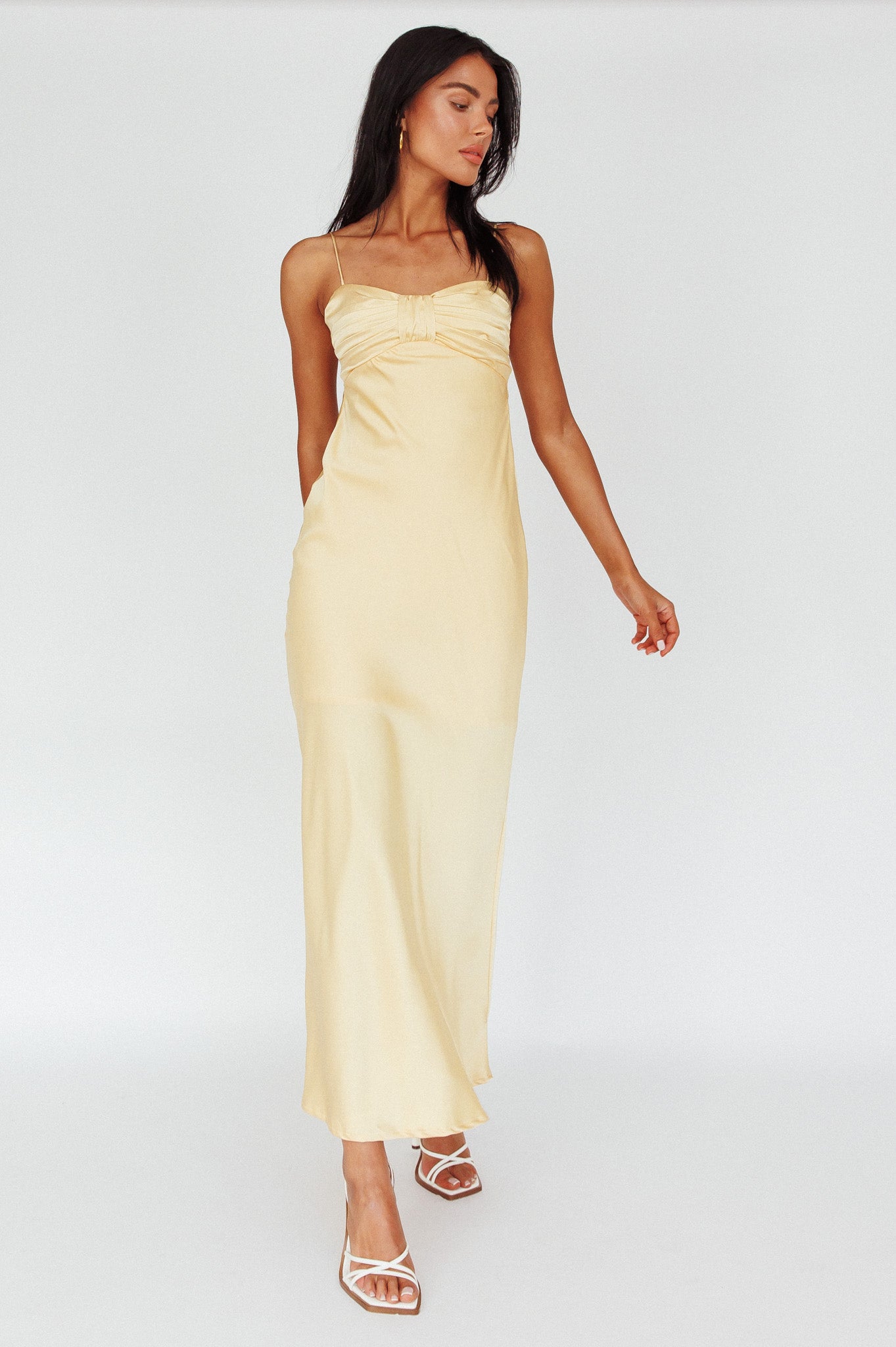 Siva Gathered Bust Midi Dress Yellow by Selfie Leslie Australia