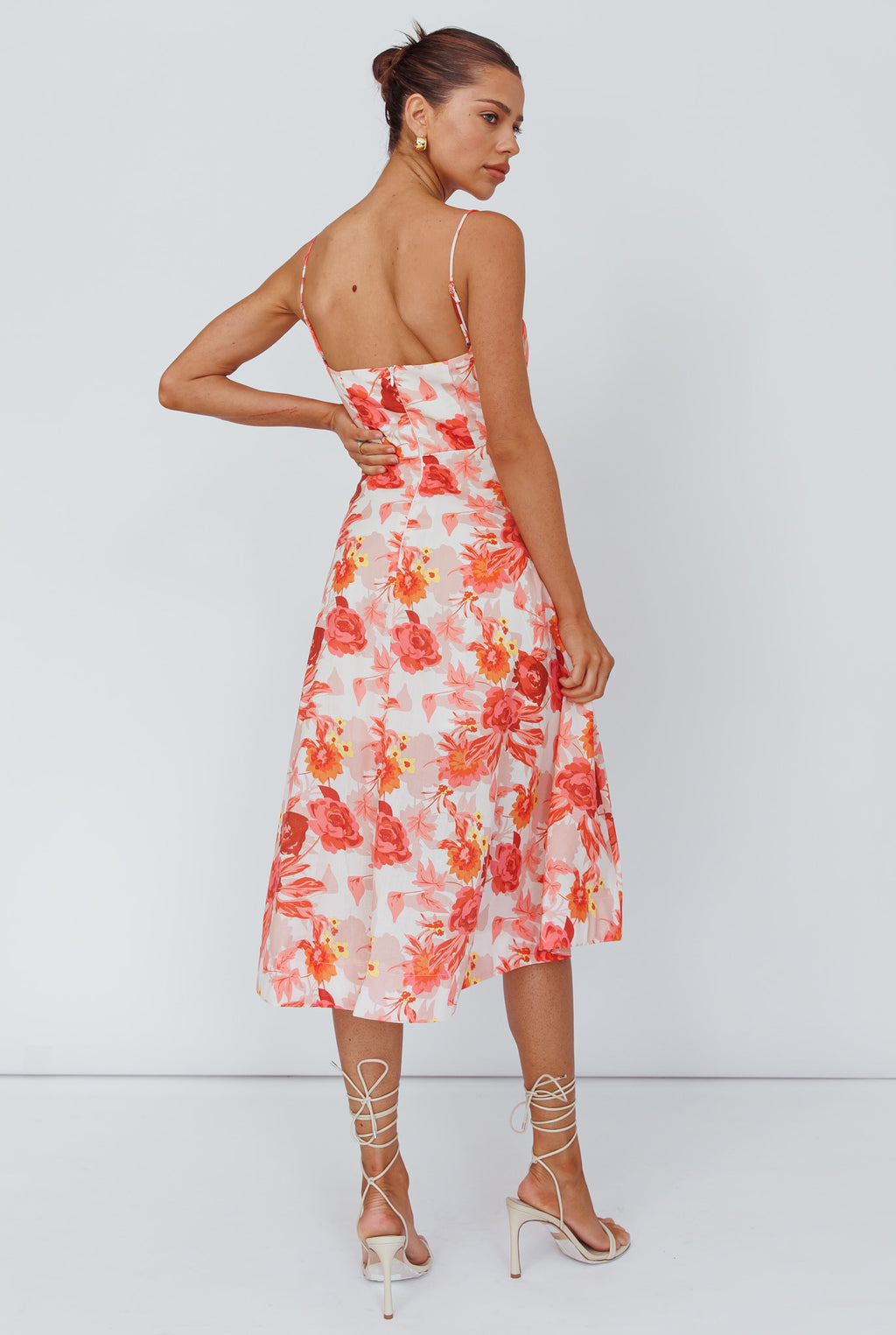 Weekender Spaghetti Strap Midi Dress Floral Peach by Selfie Leslie Australia