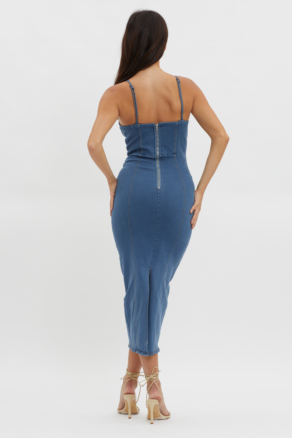 Lenni Denim Midi Dress Dark Blue by Selfie Leslie Australia