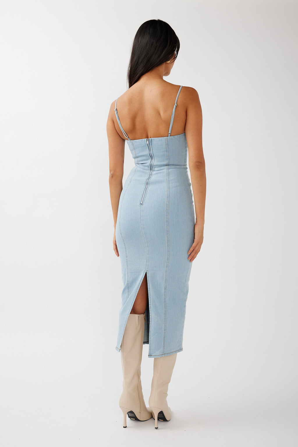 Lenni Denim Midi Dress Light Blue by Selfie Leslie Australia
