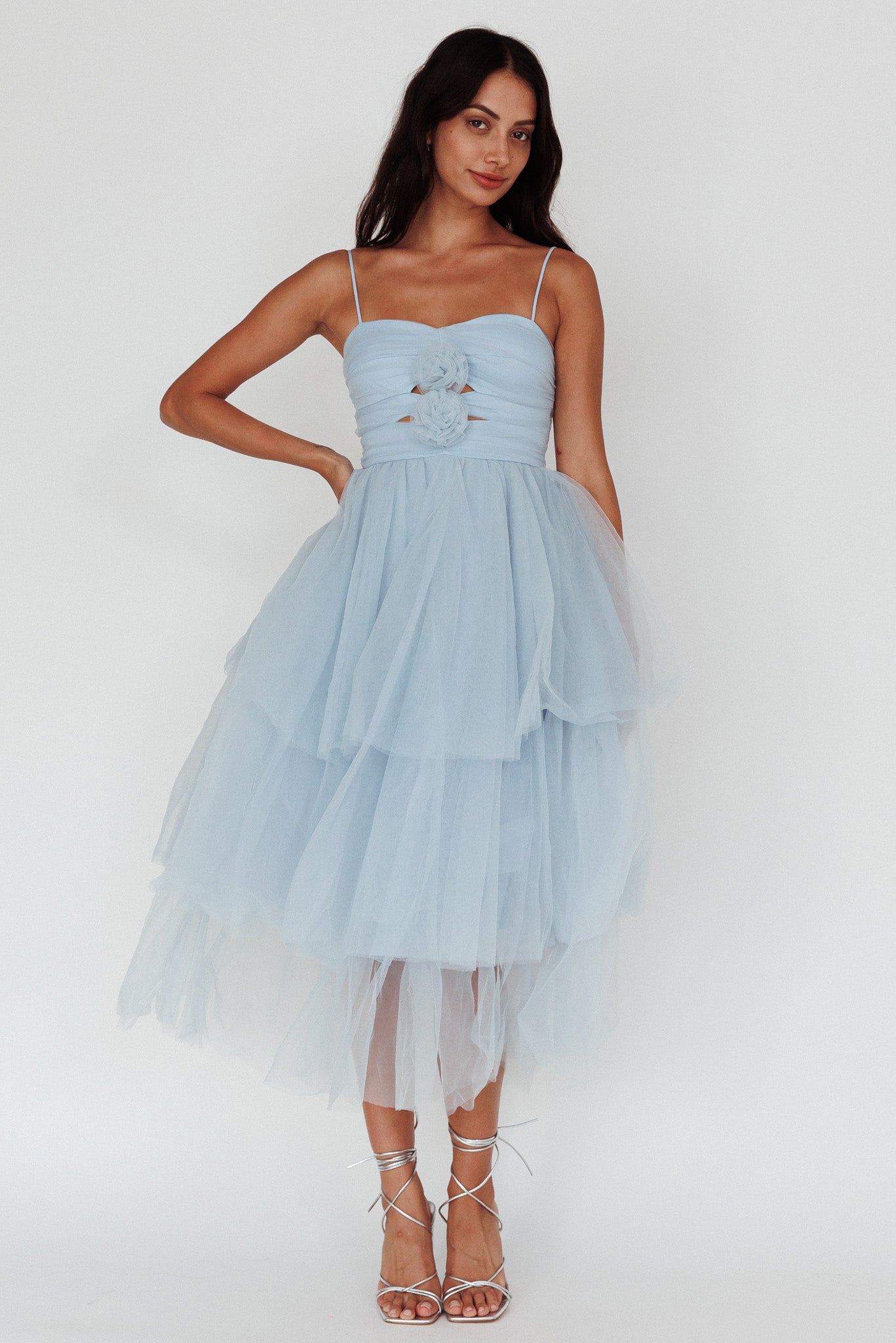 Seraphina Rose Bodice Tulle Midi Dress Baby Blue by Selfie Leslie Australia