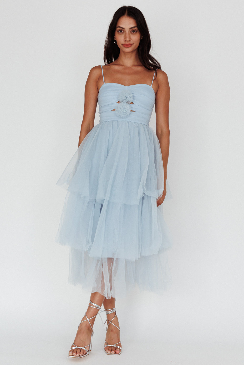 Seraphina Rose Bodice Tulle Midi Dress Baby Blue by Selfie Leslie Australia