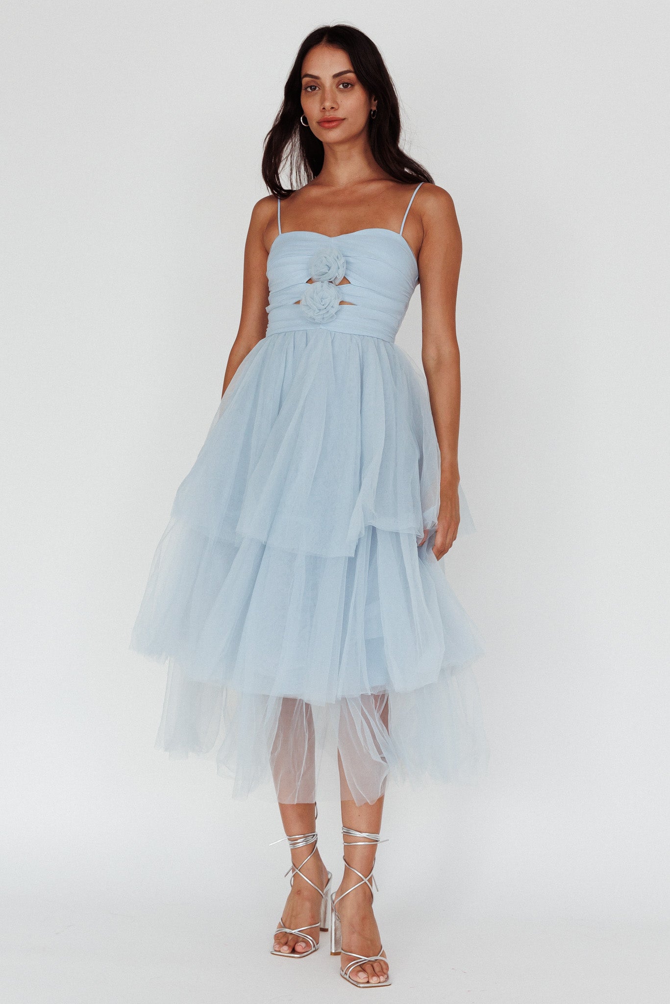 Seraphina Rose Bodice Tulle Midi Dress Baby Blue by Selfie Leslie Australia