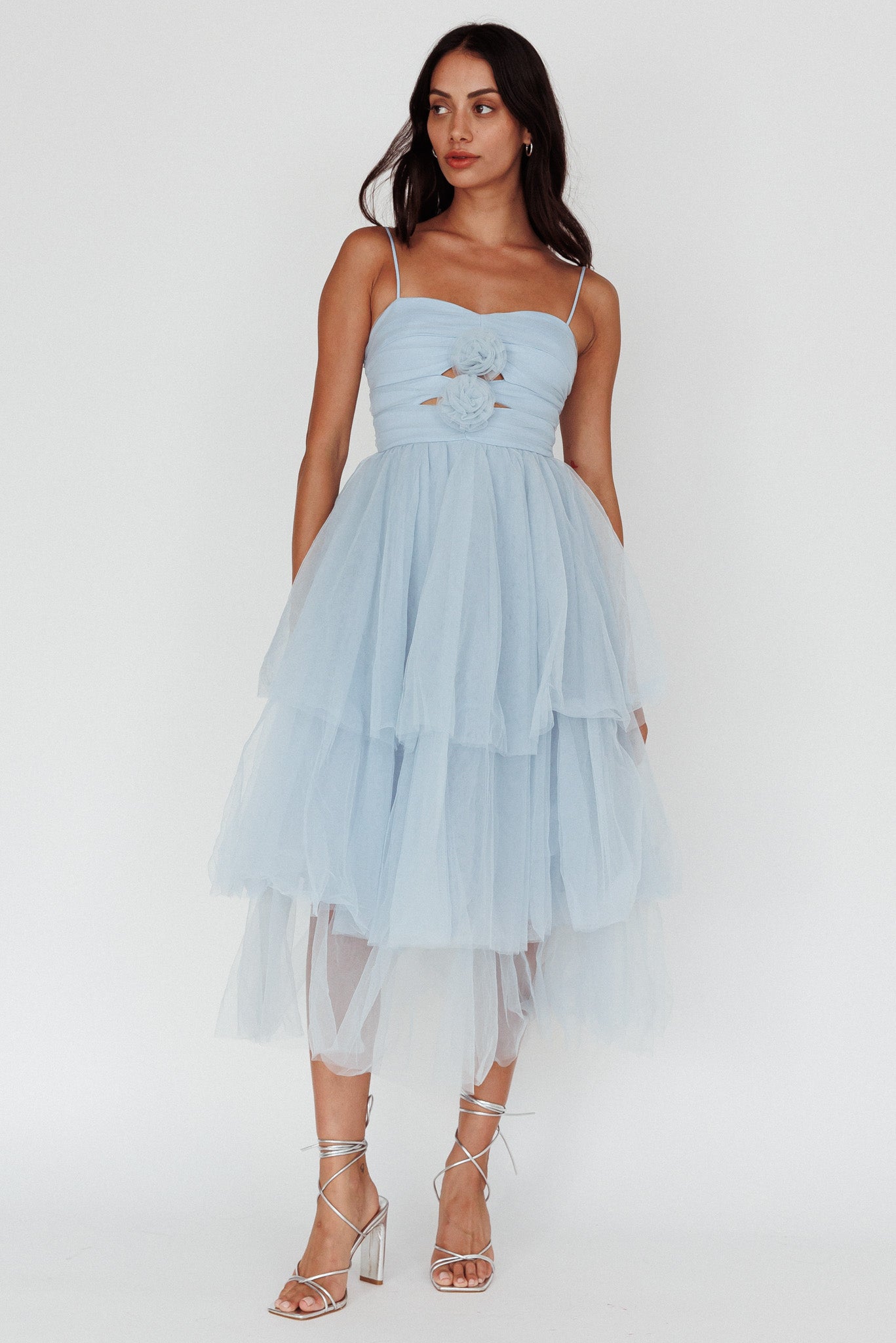 Seraphina Rose Bodice Tulle Midi Dress Baby Blue by Selfie Leslie Australia