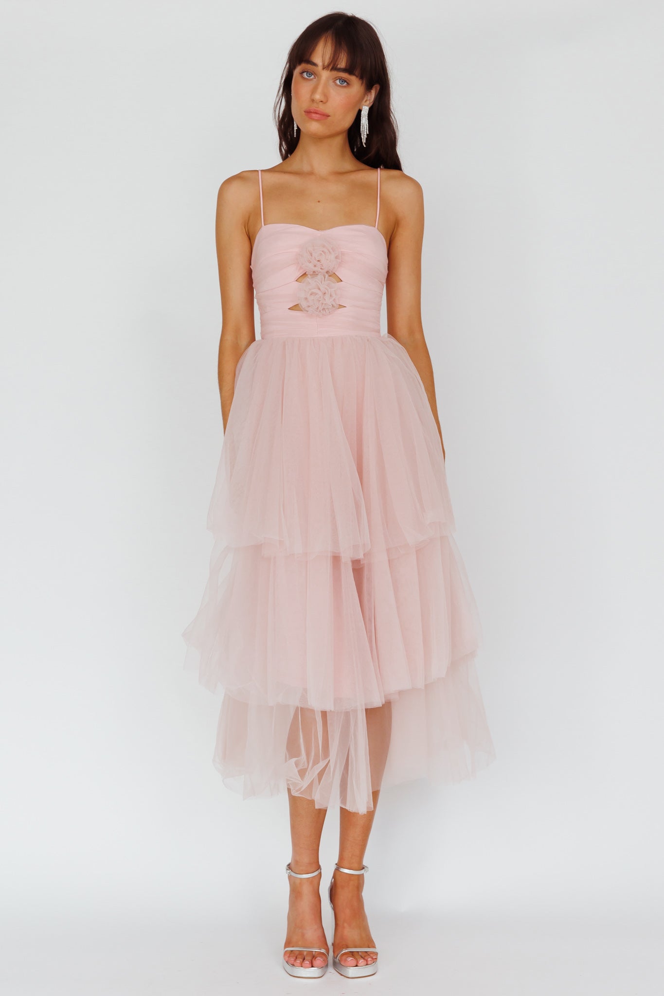 Seraphina Rose Bodice Tulle Midi Dress Blush by Selfie Leslie Australia