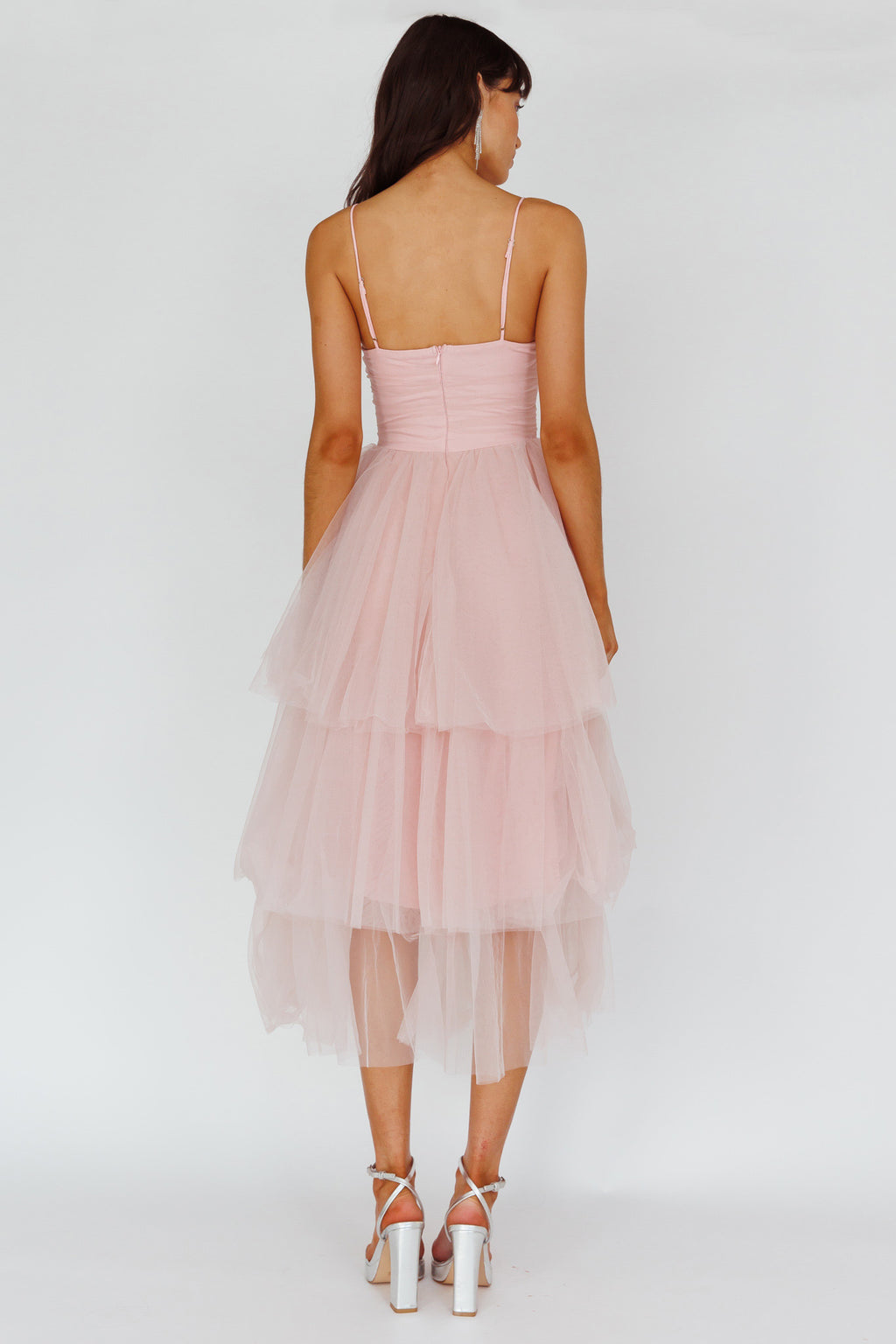 Seraphina Rose Bodice Tulle Midi Dress Blush by Selfie Leslie Australia