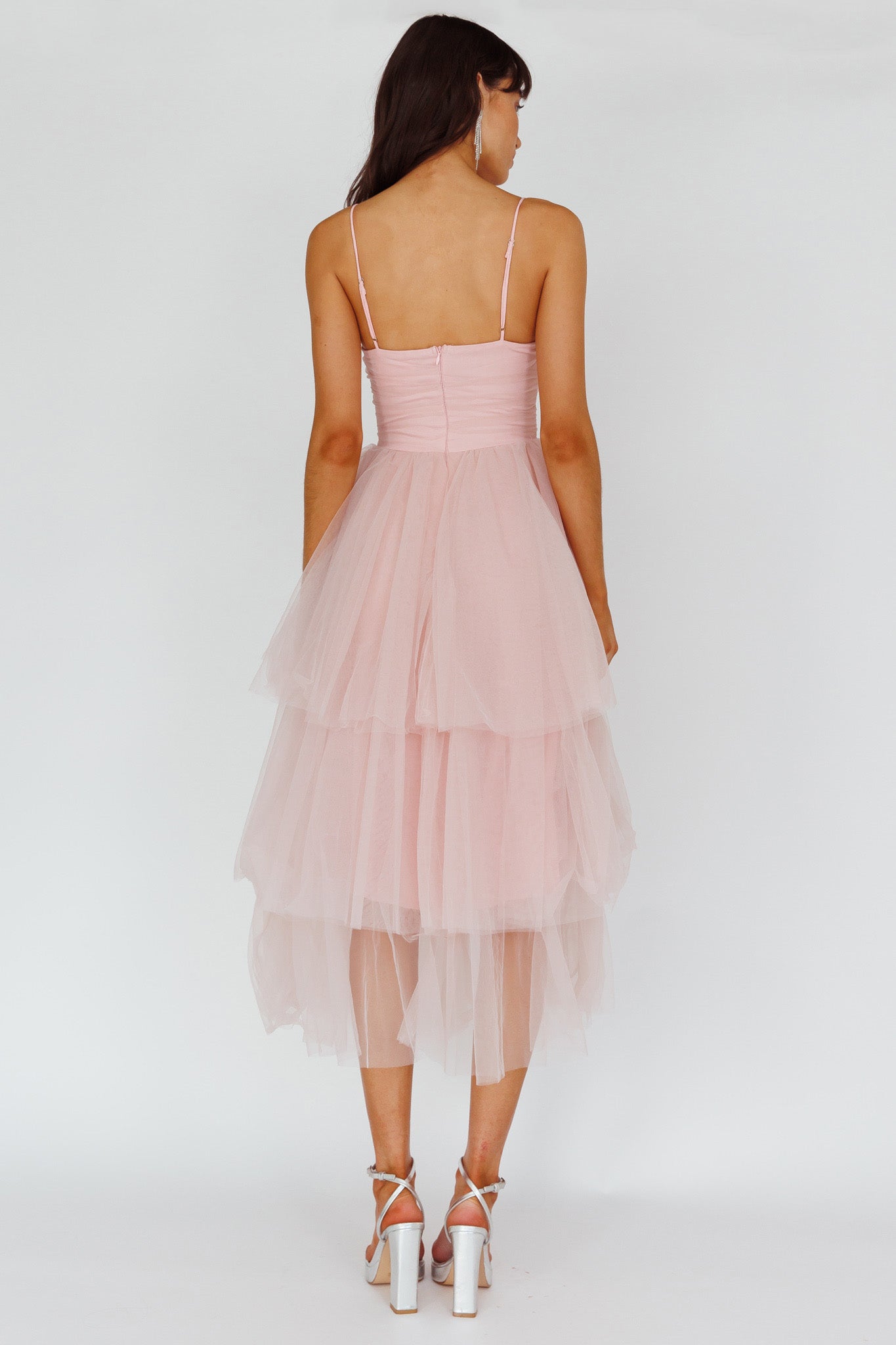 Seraphina Rose Bodice Tulle Midi Dress Blush by Selfie Leslie Australia