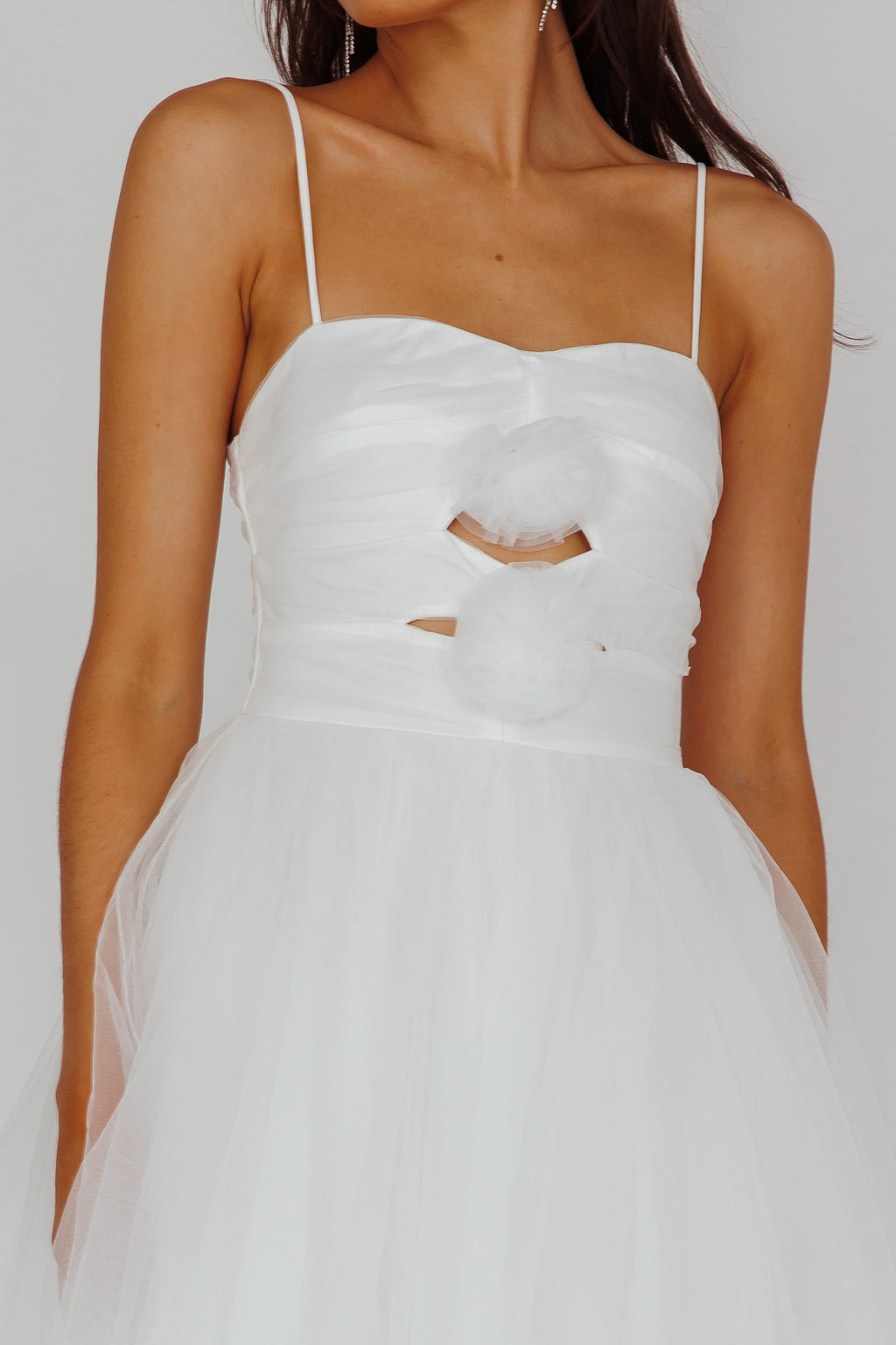 Seraphina Rose Bodice Tulle Midi Dress White by Selfie Leslie Australia