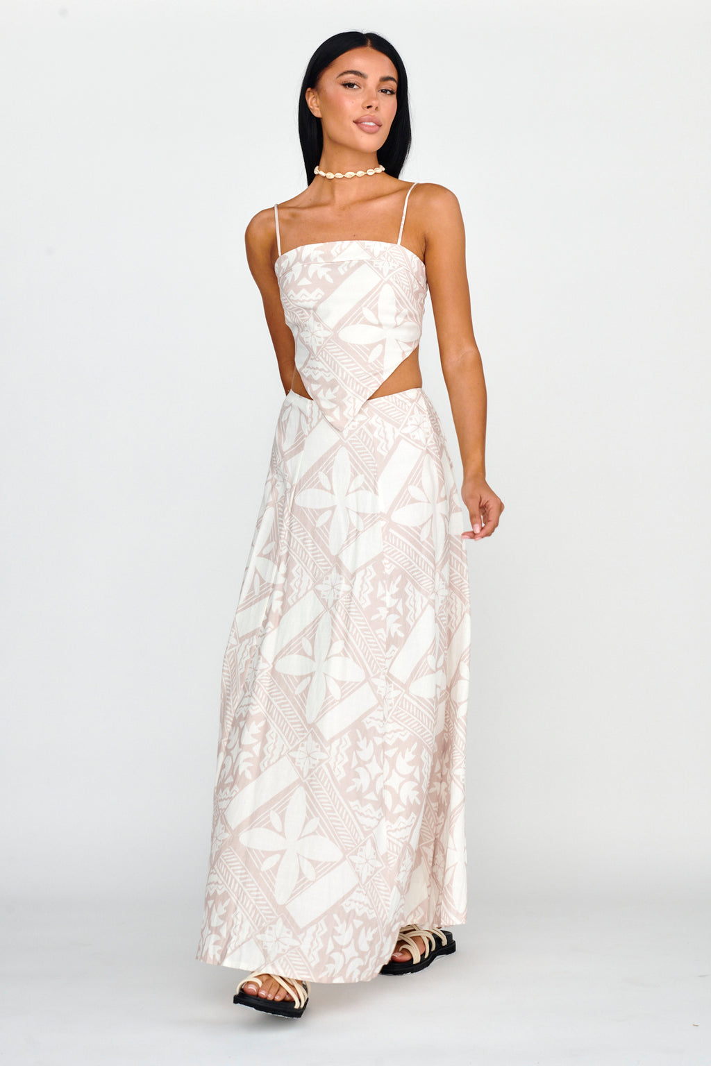 Sought After Tie Back Top Print Latte by Selfie Leslie Australia
