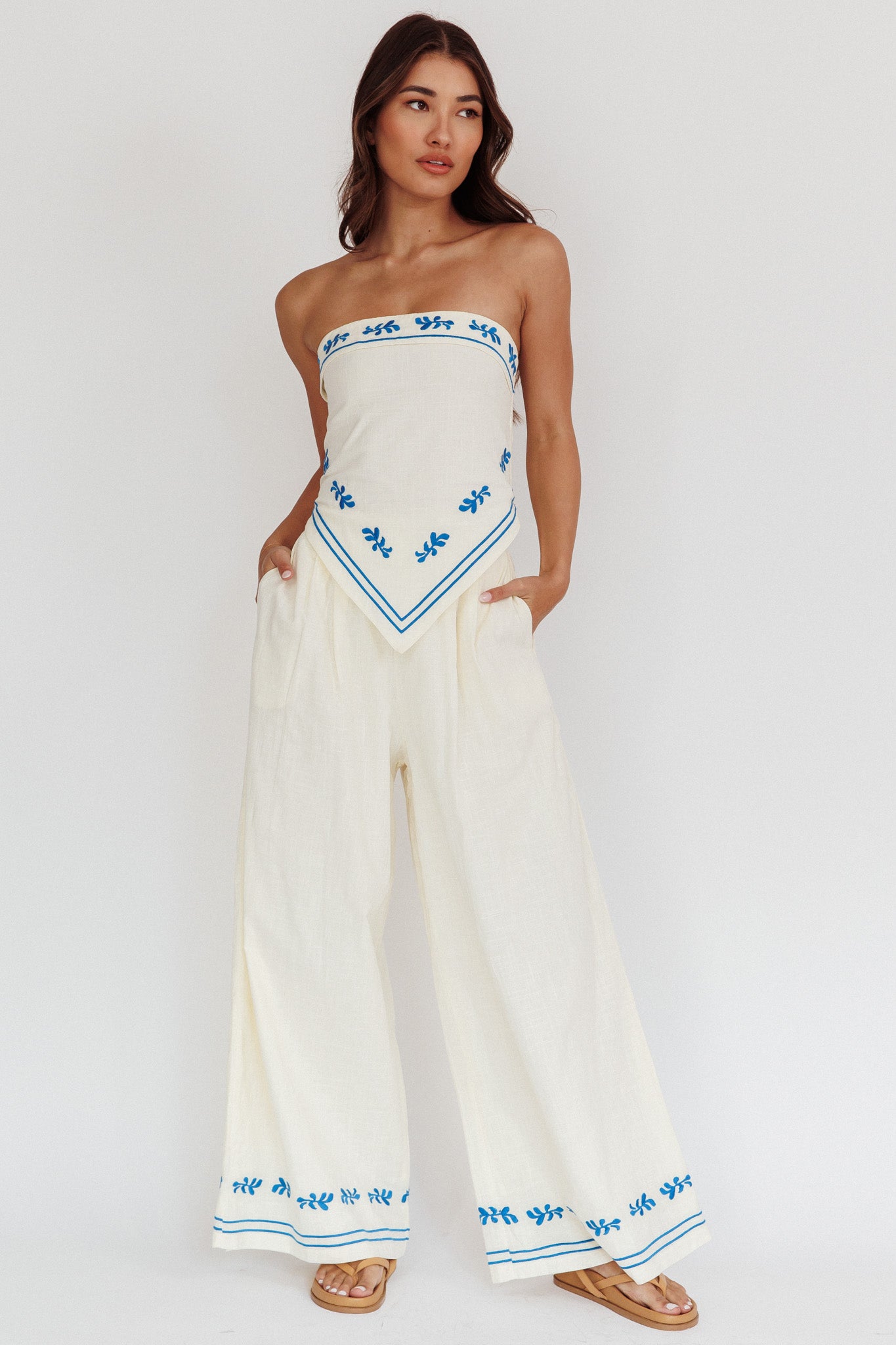 Sought After Wide-Leg Pocket Pants Oat by Selfie Leslie Australia