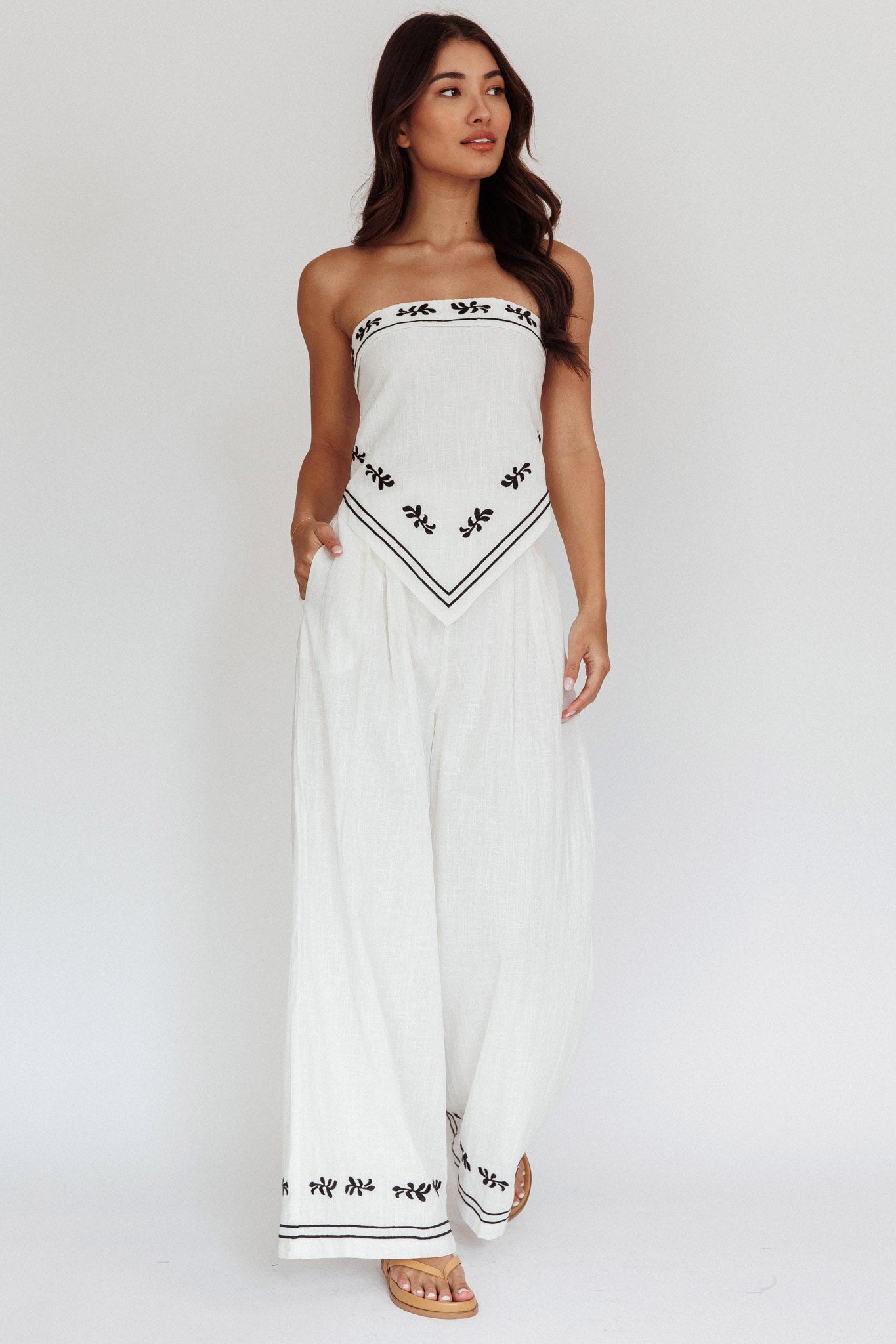 Sought After Wide-Leg Pocket Pants Off White by Selfie Leslie Australia