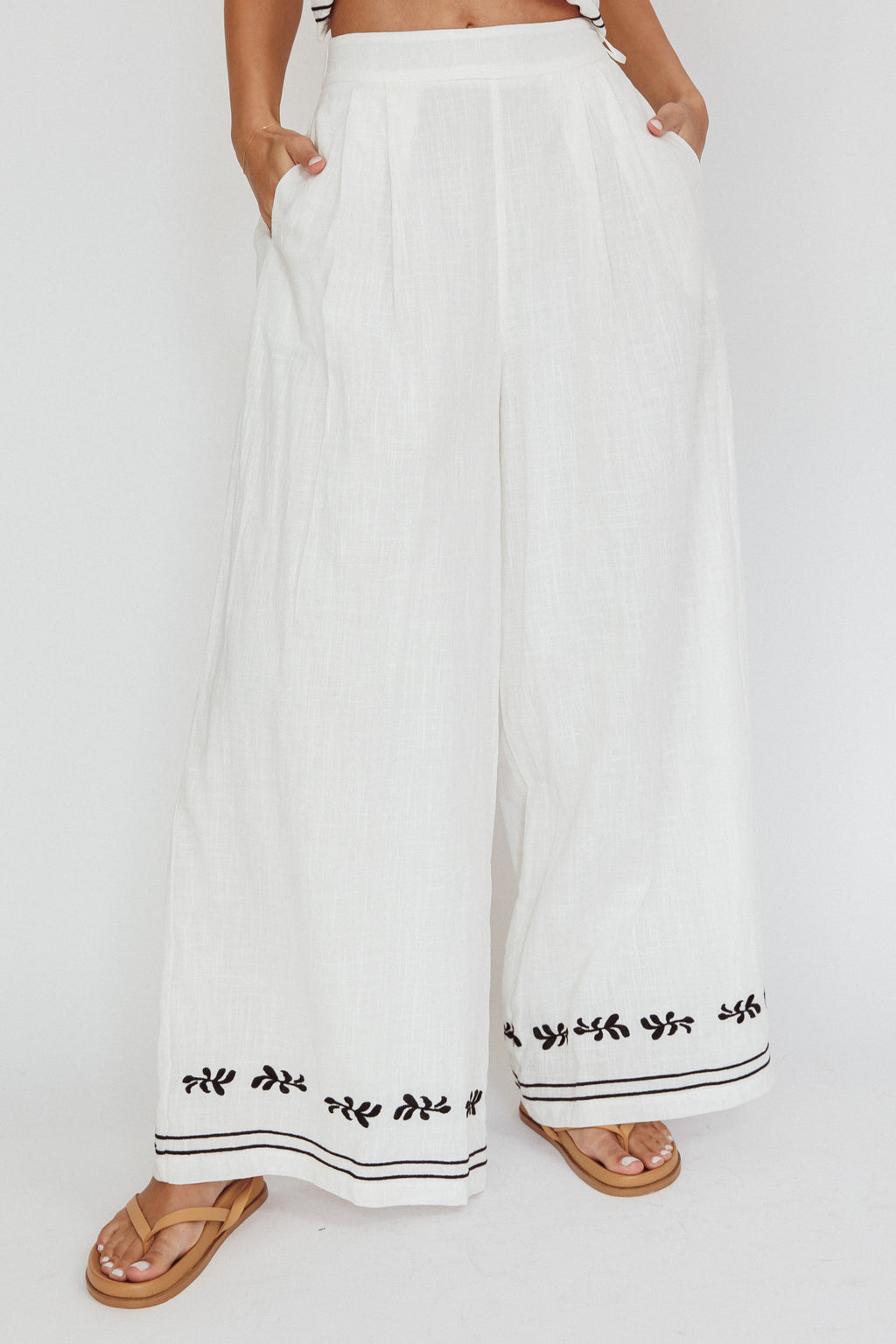 Sought After Wide-Leg Pocket Pants Off White by Selfie Leslie Australia