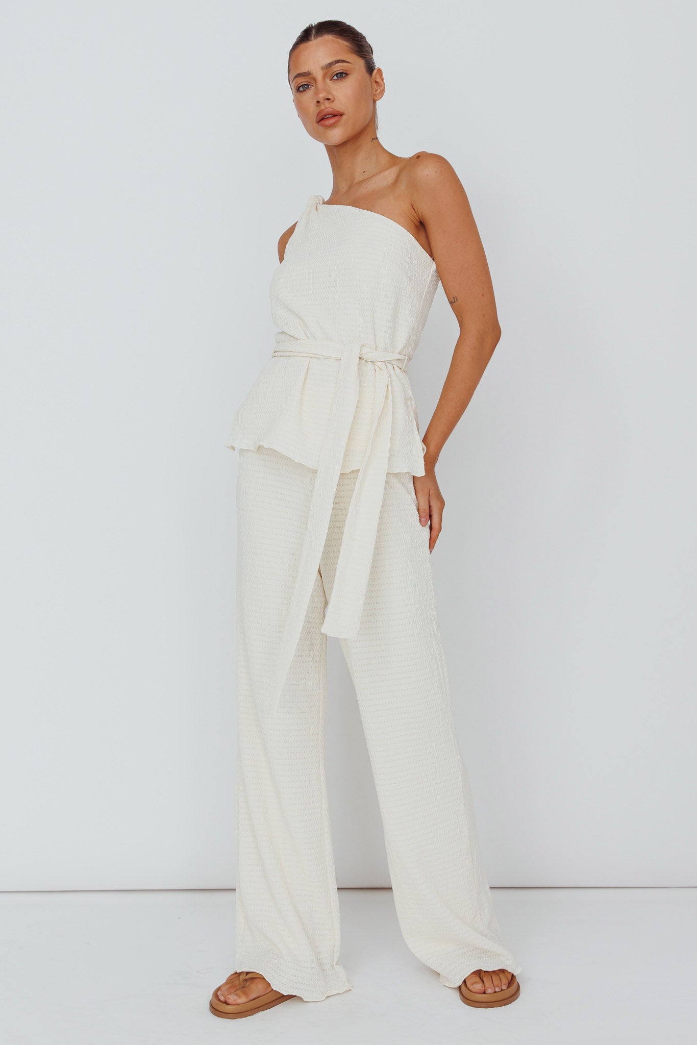 Austin City Textured Pants Cream by Selfie Leslie Australia