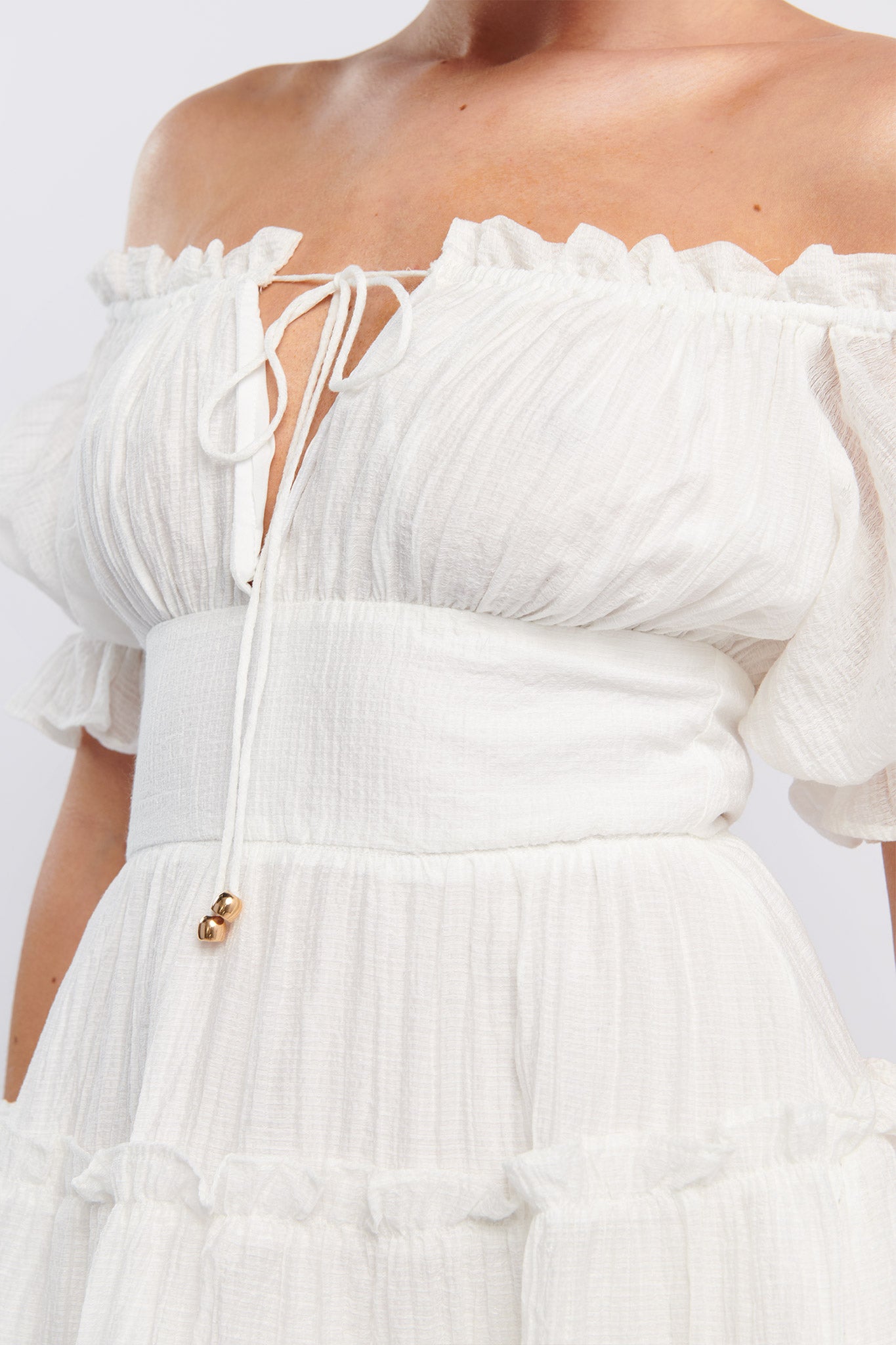 Everley Puff Sleeve Mini Dress White by Selfie Leslie Australia