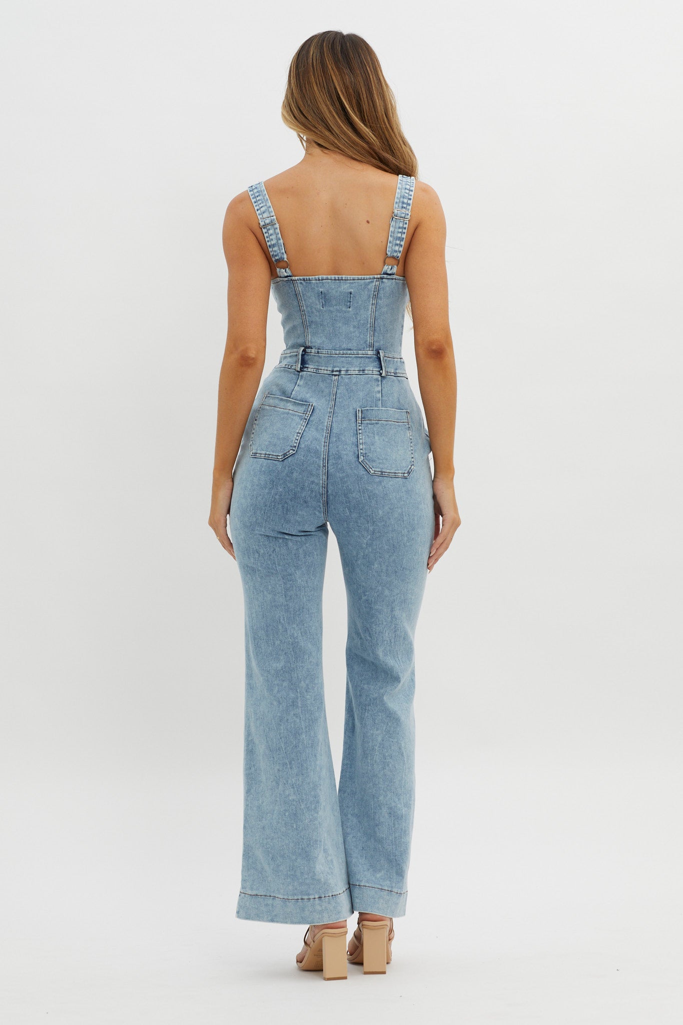 Intermission Flared Leg Jumpsuit Denim by Selfie Leslie Australia