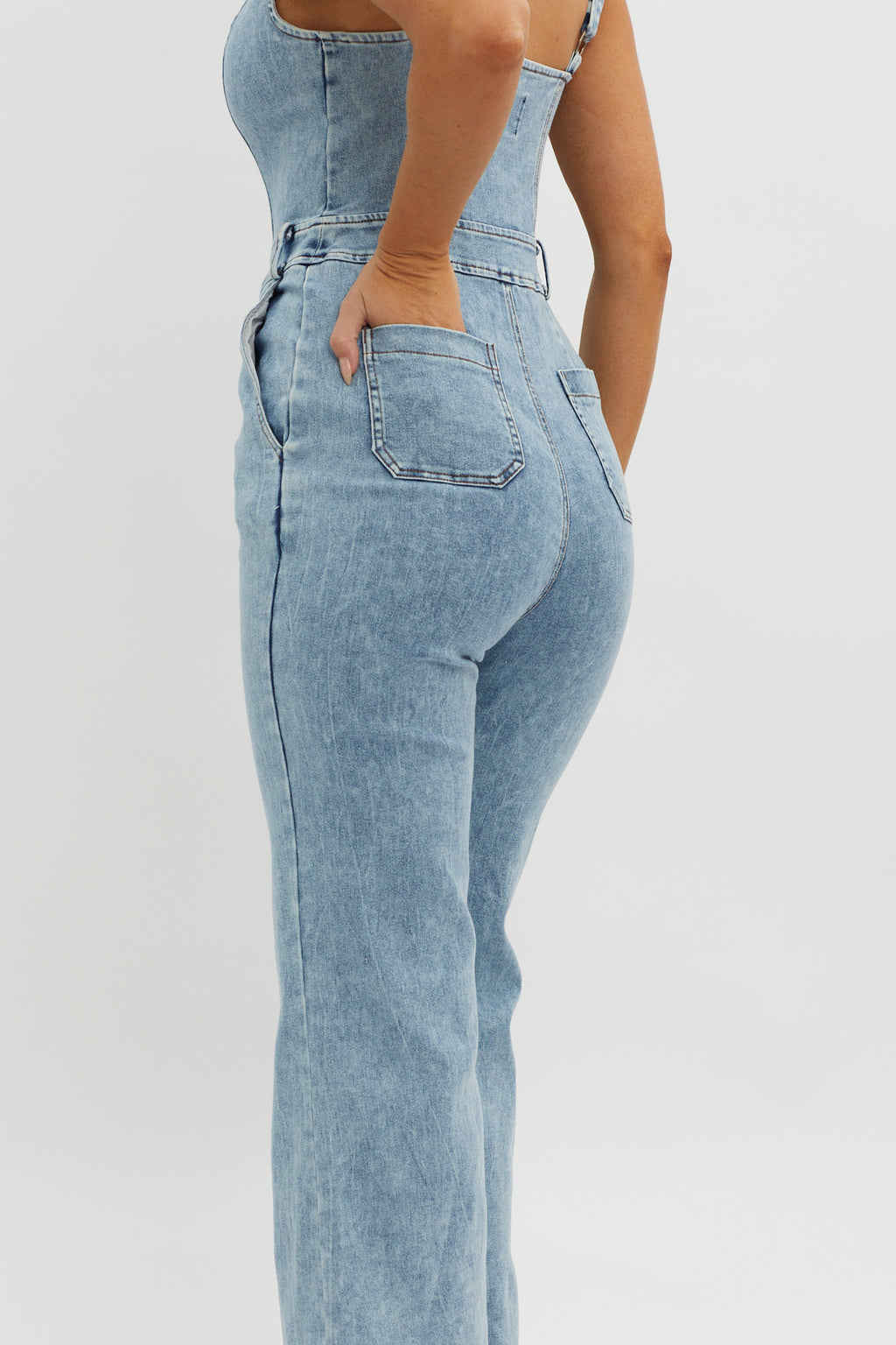 Intermission Flared Leg Jumpsuit Denim by Selfie Leslie Australia