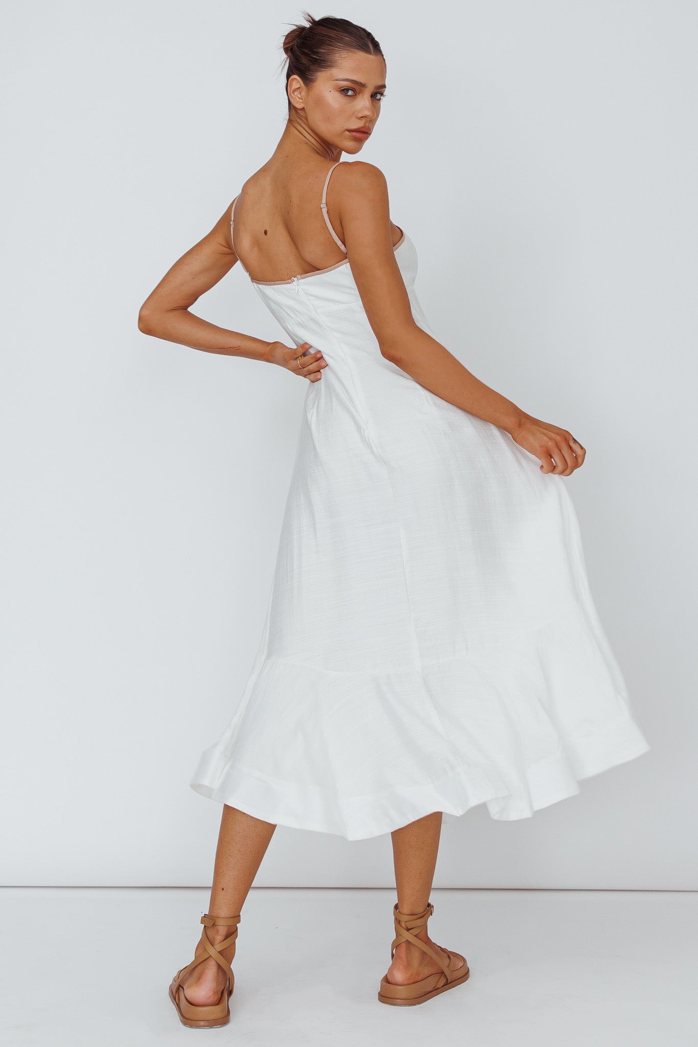 Noni Cami Strap Swing Midi Dress White by Selfie Leslie Australia