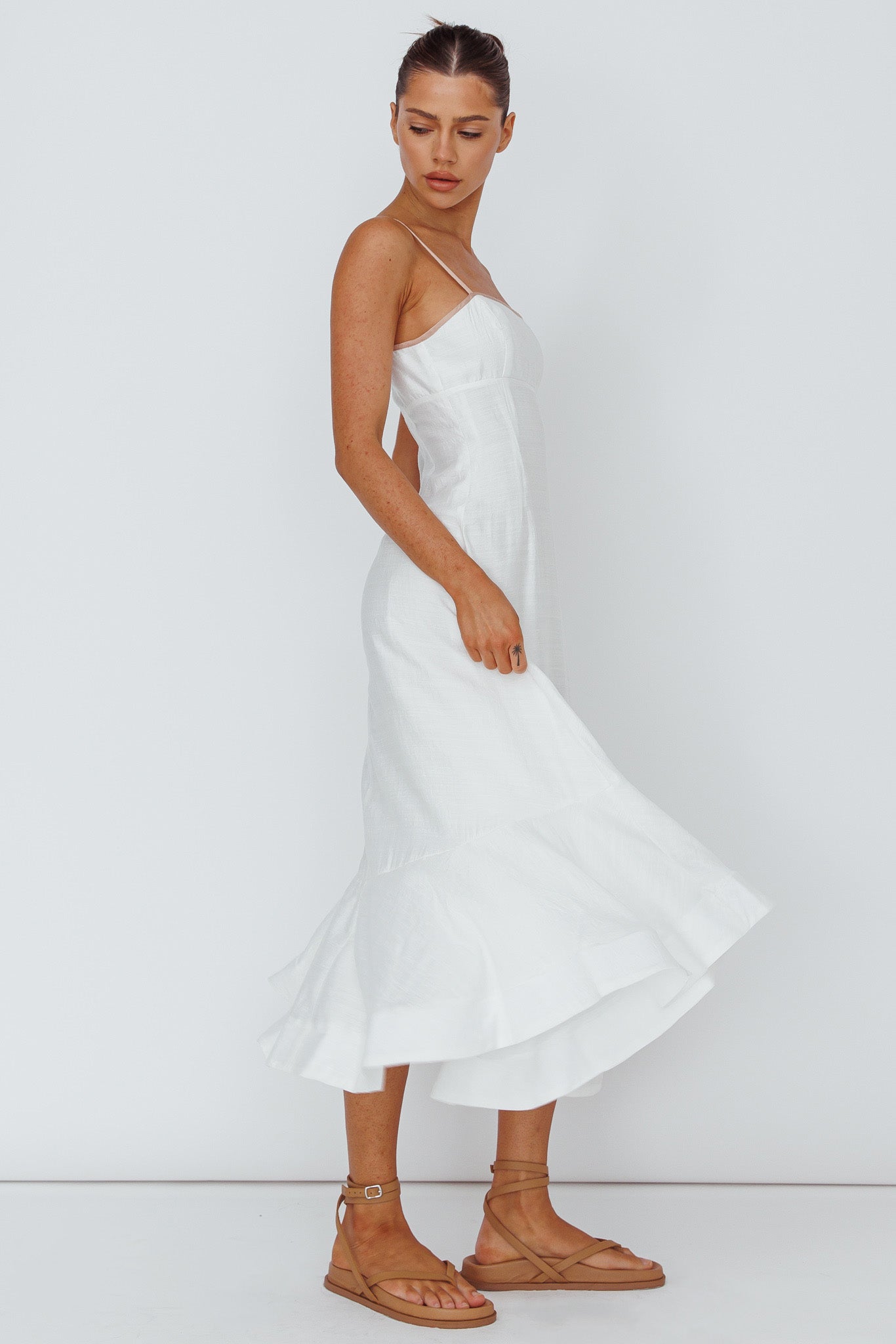 Noni Cami Strap Swing Midi Dress White by Selfie Leslie Australia
