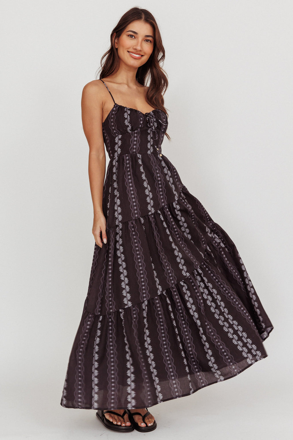 Doe Tied Bust Maxi Dress Black by Selfie Leslie Australia