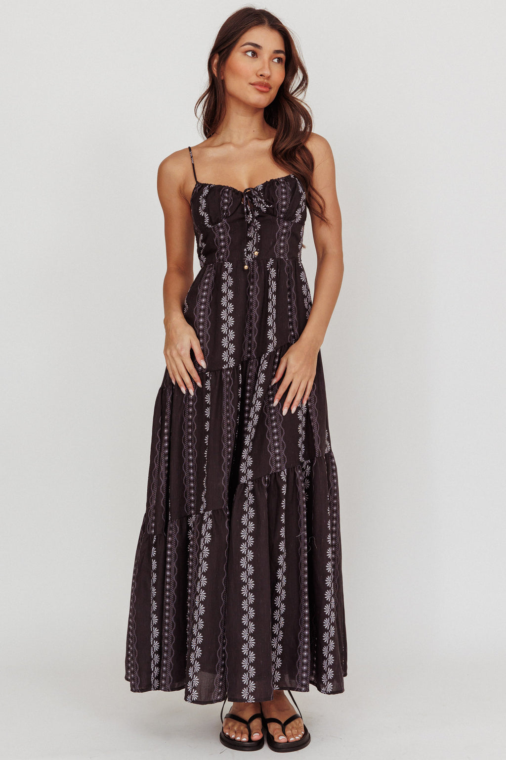 Doe Tied Bust Maxi Dress Black by Selfie Leslie Australia