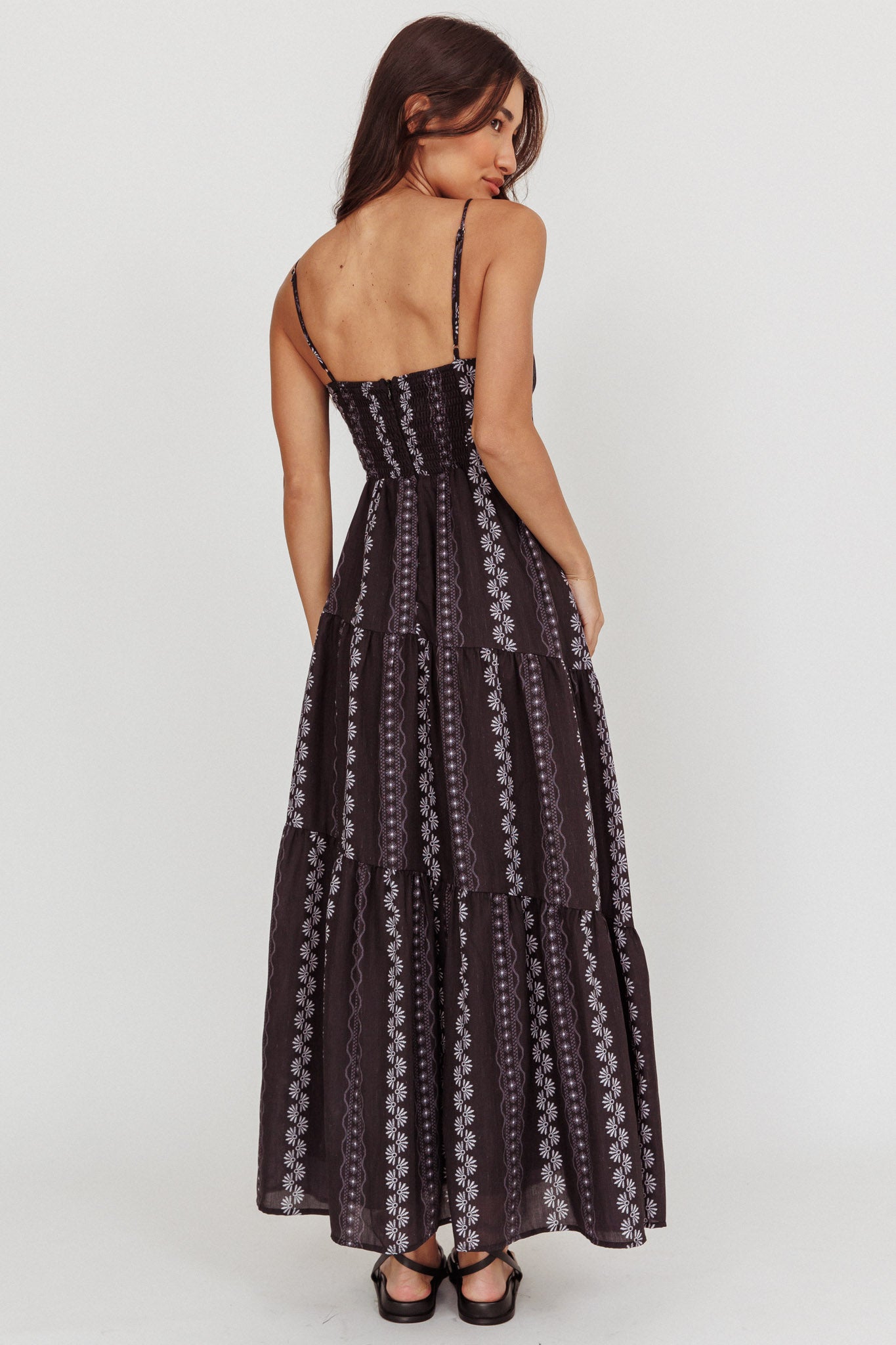 Doe Tied Bust Maxi Dress Black by Selfie Leslie Australia