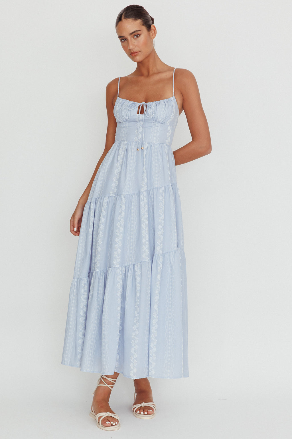 Doe Tied Bust Maxi Dress Blue by Selfie Leslie Australia